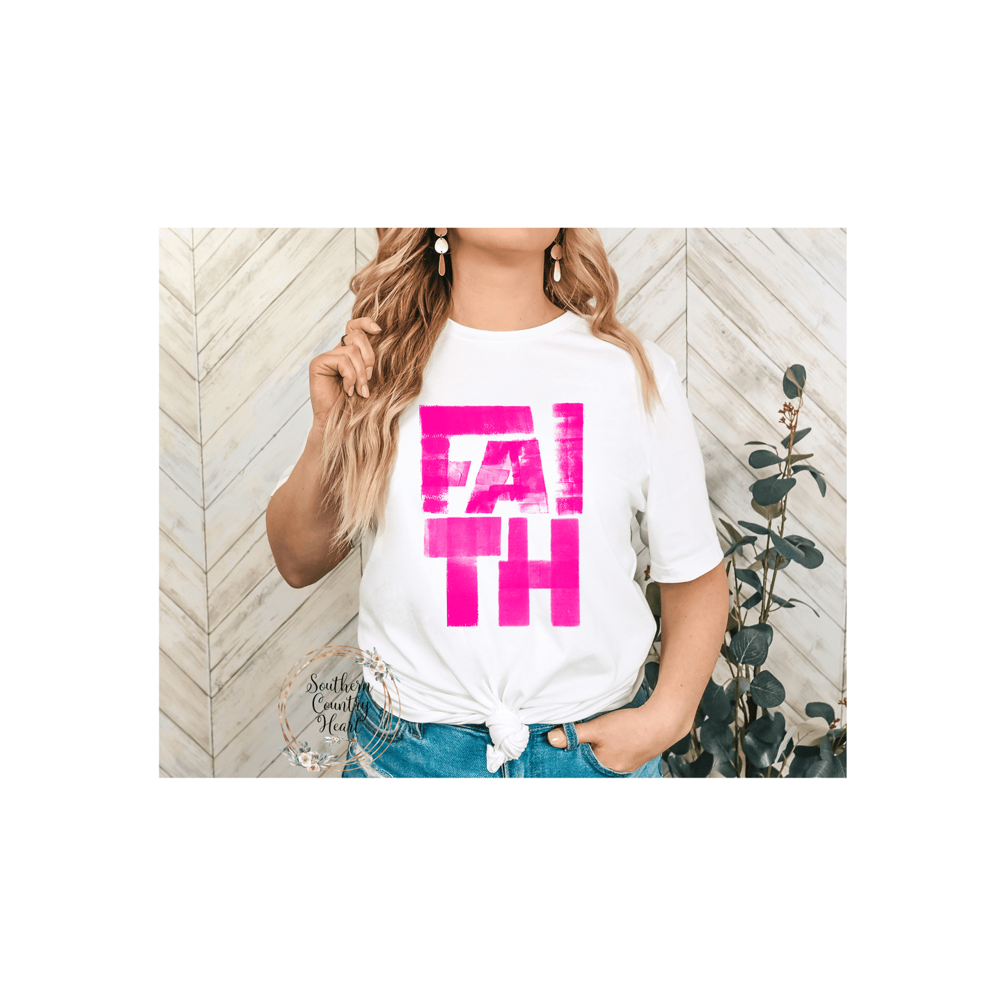 Neon Pink Faith Tee - Shirt - southerncountryheart.com