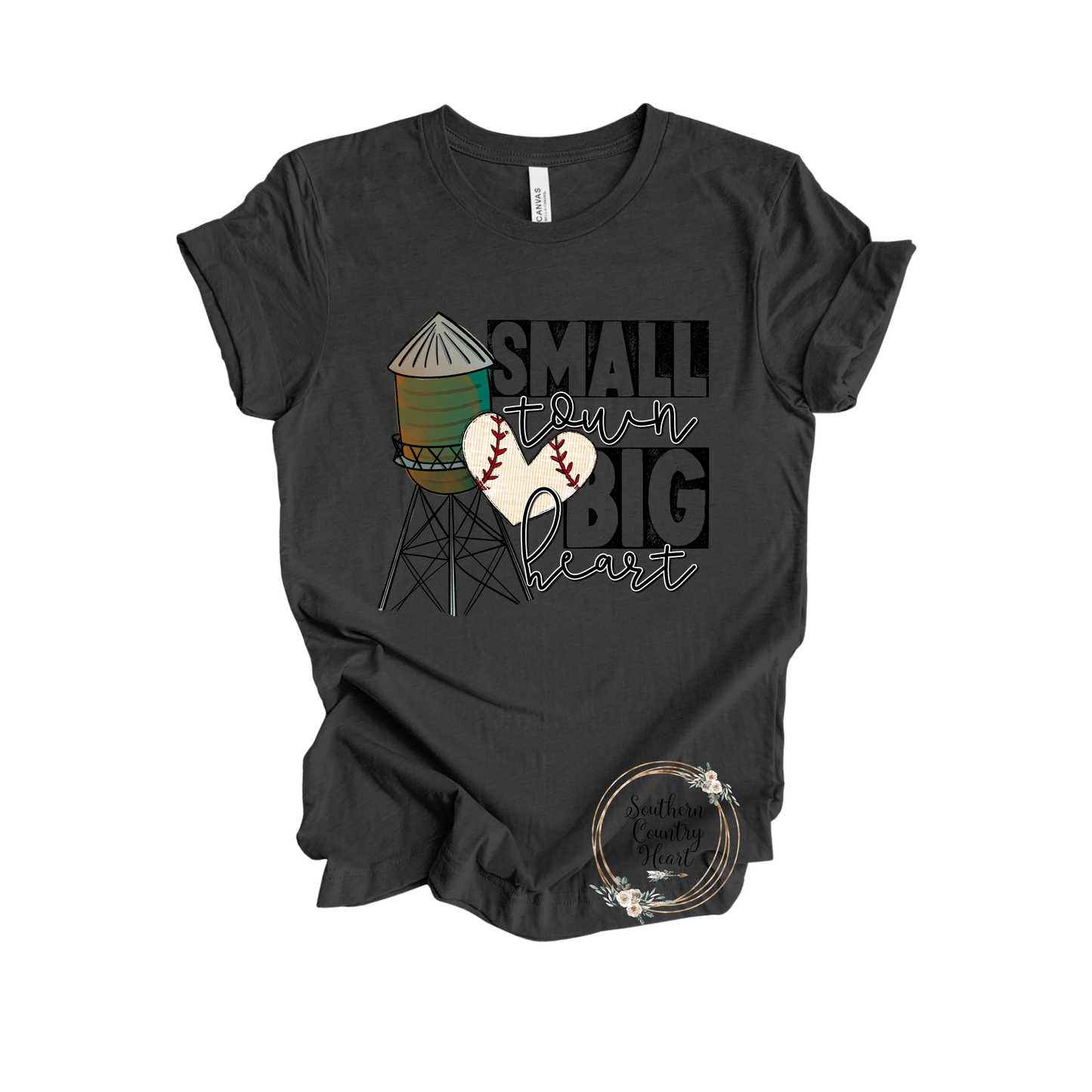 Small Town Big Heart Baseball Tee - Shirt - southerncountryheart.com