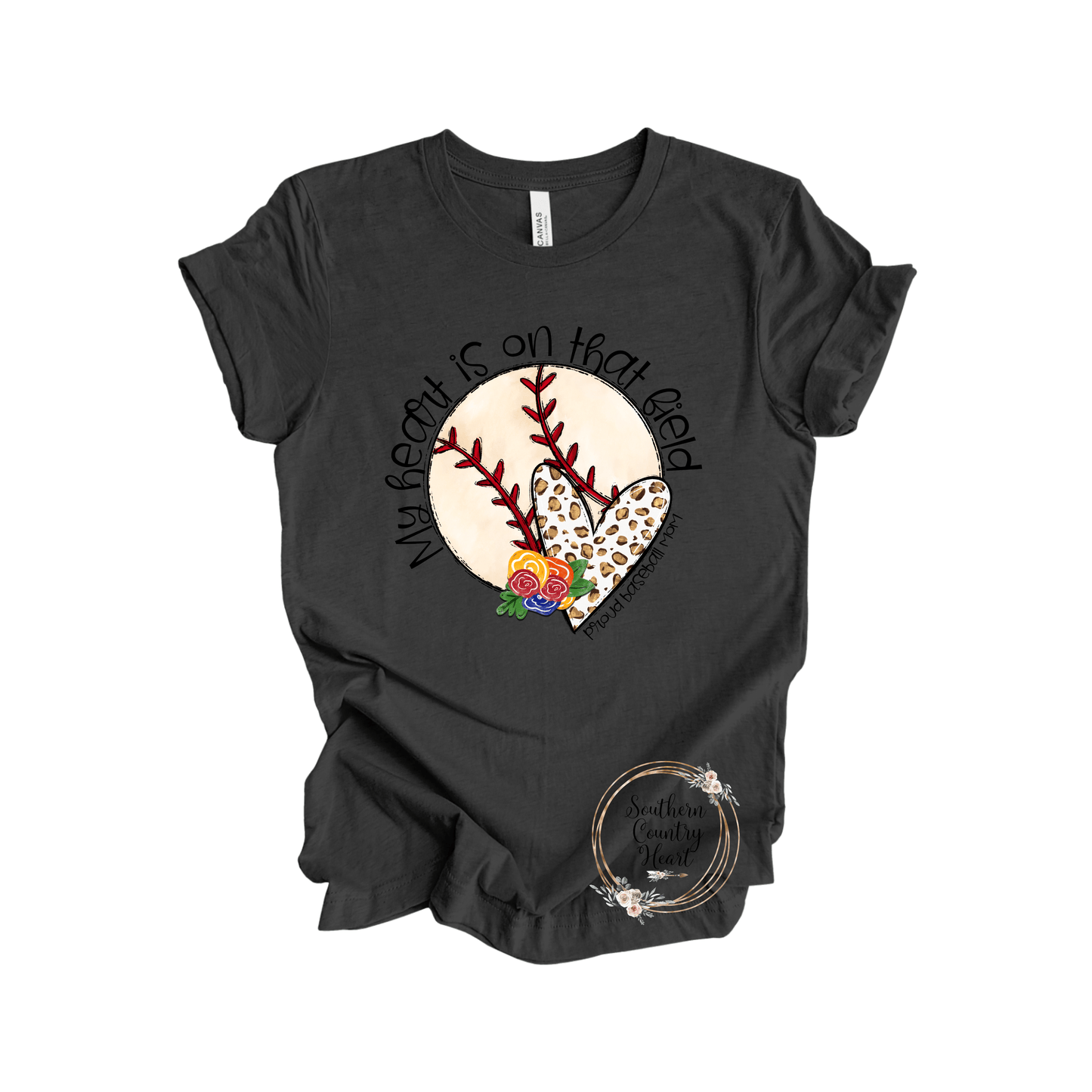 My Heart is on that Field Baseball Tee - Shirt - southerncountryheart.com