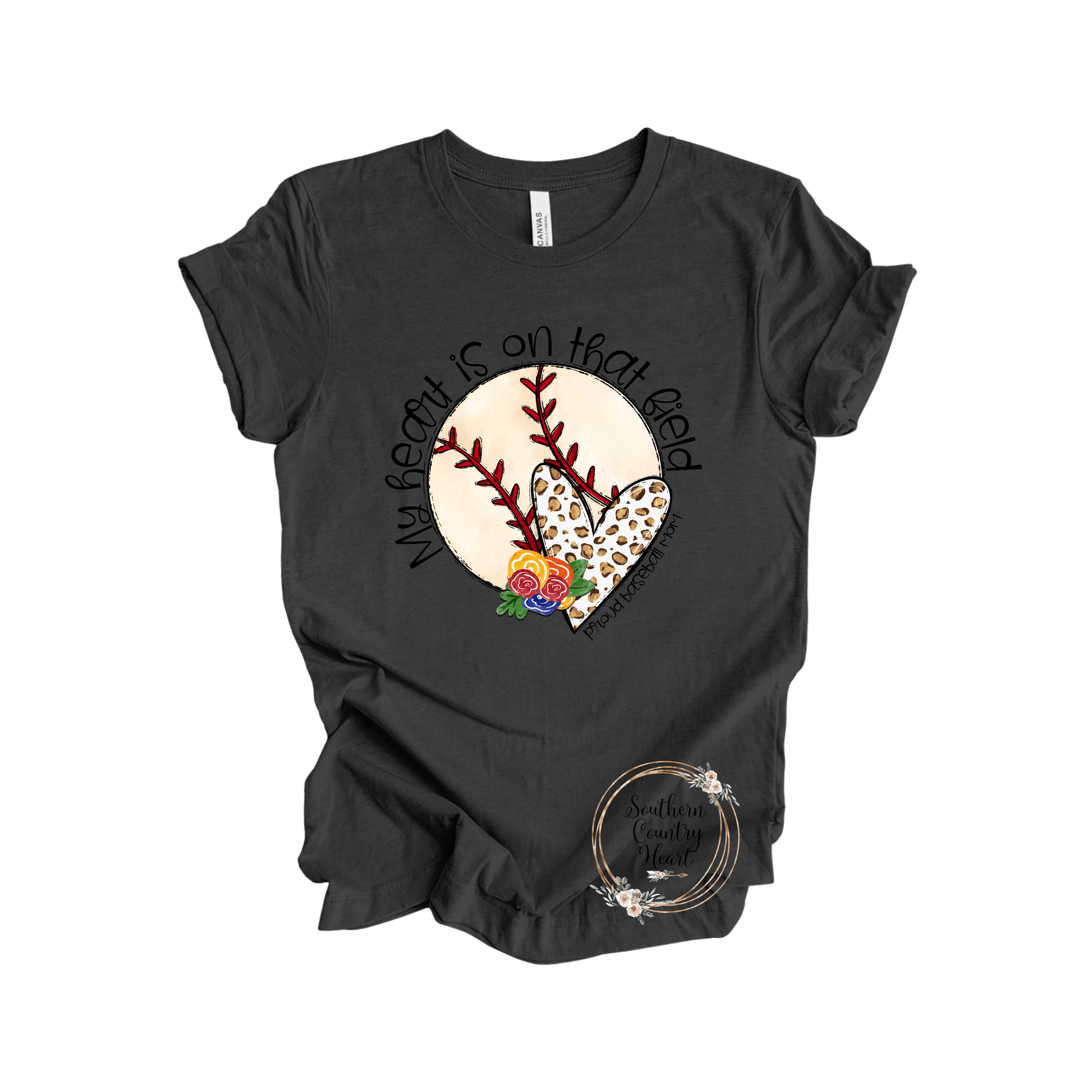 My Heart is on that Field Baseball Tee - Shirt - southerncountryheart.com