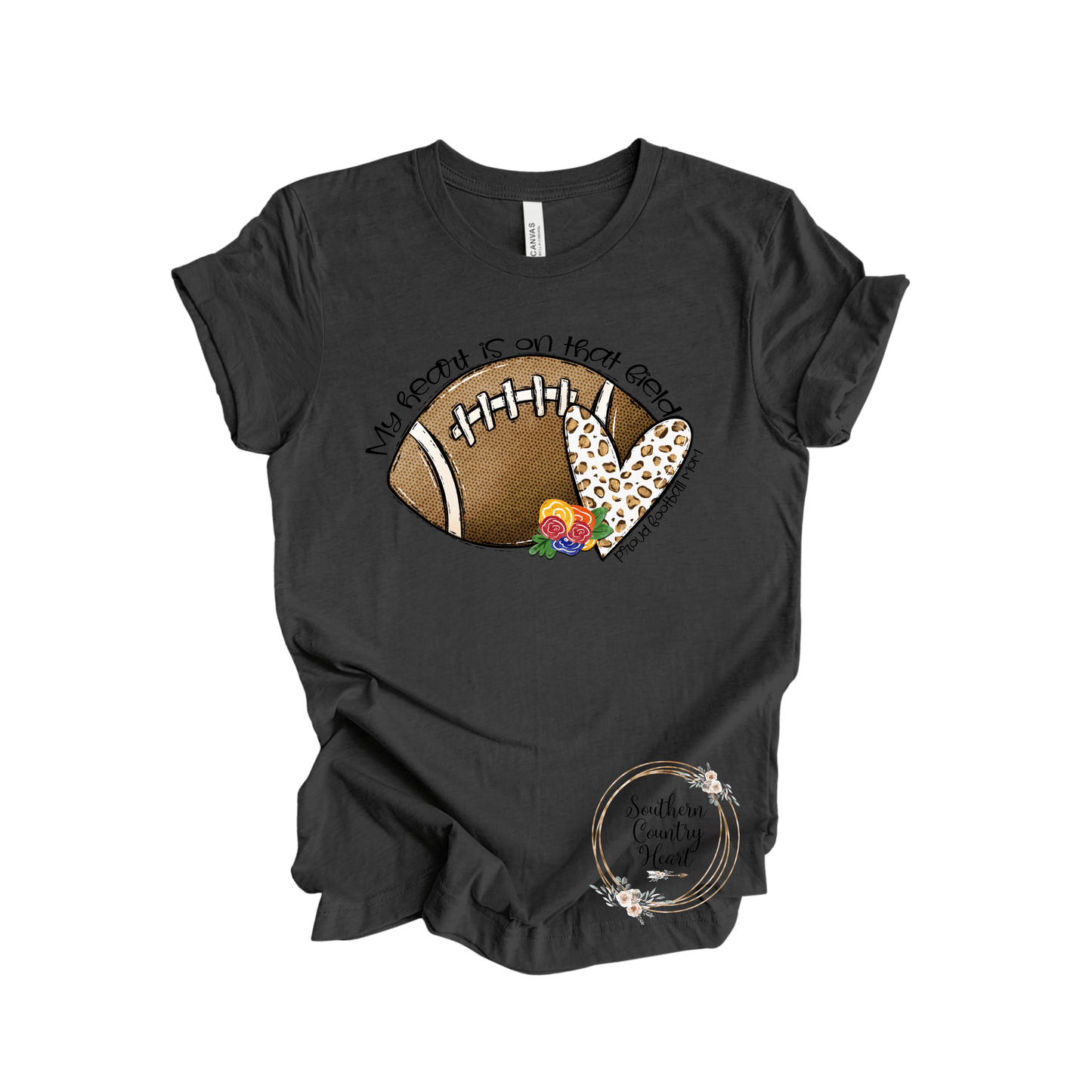 My Heart is on that Field Football Tee - Shirt - southerncountryheart.com