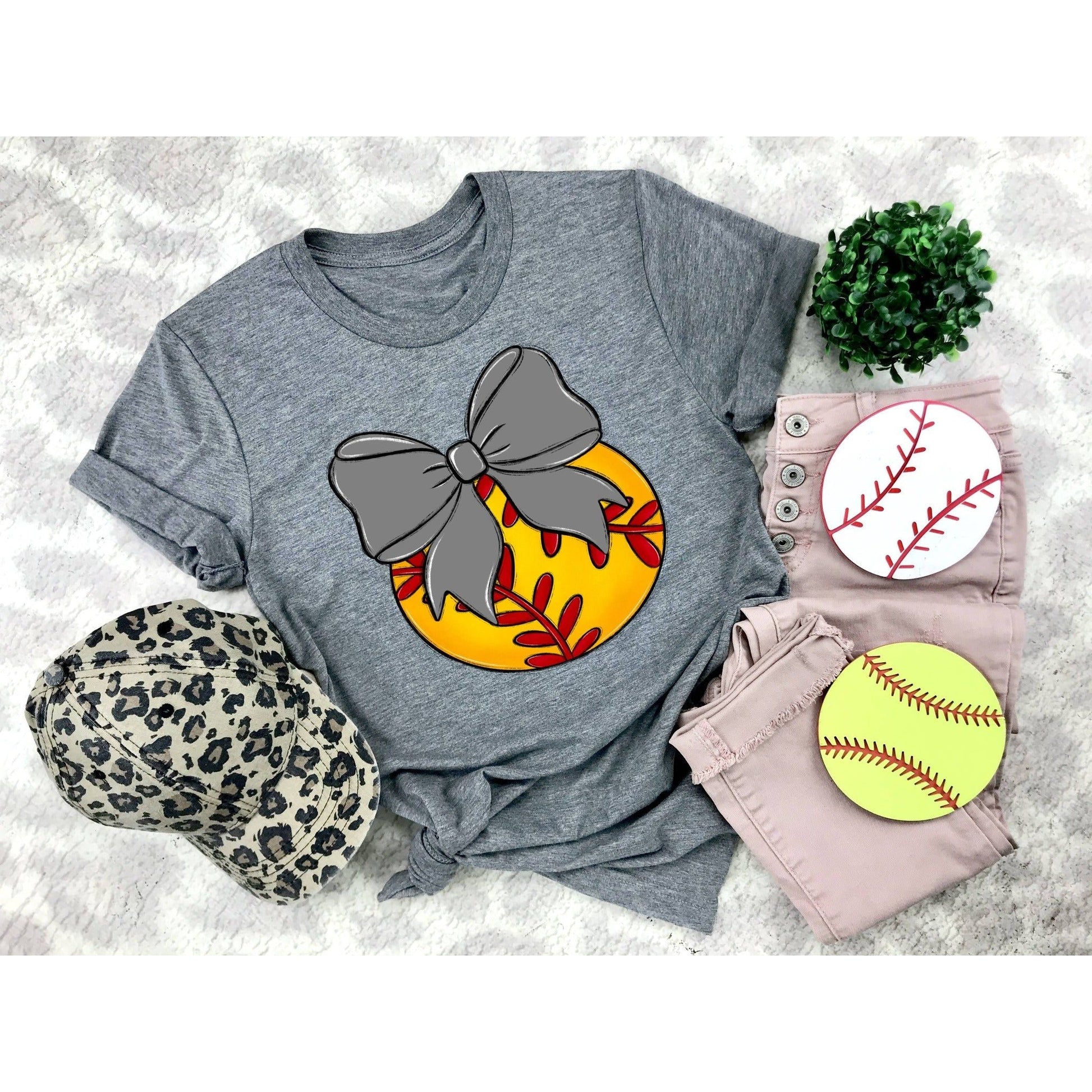 Bows and Softball Tee - Shirt - southerncountryheart.com