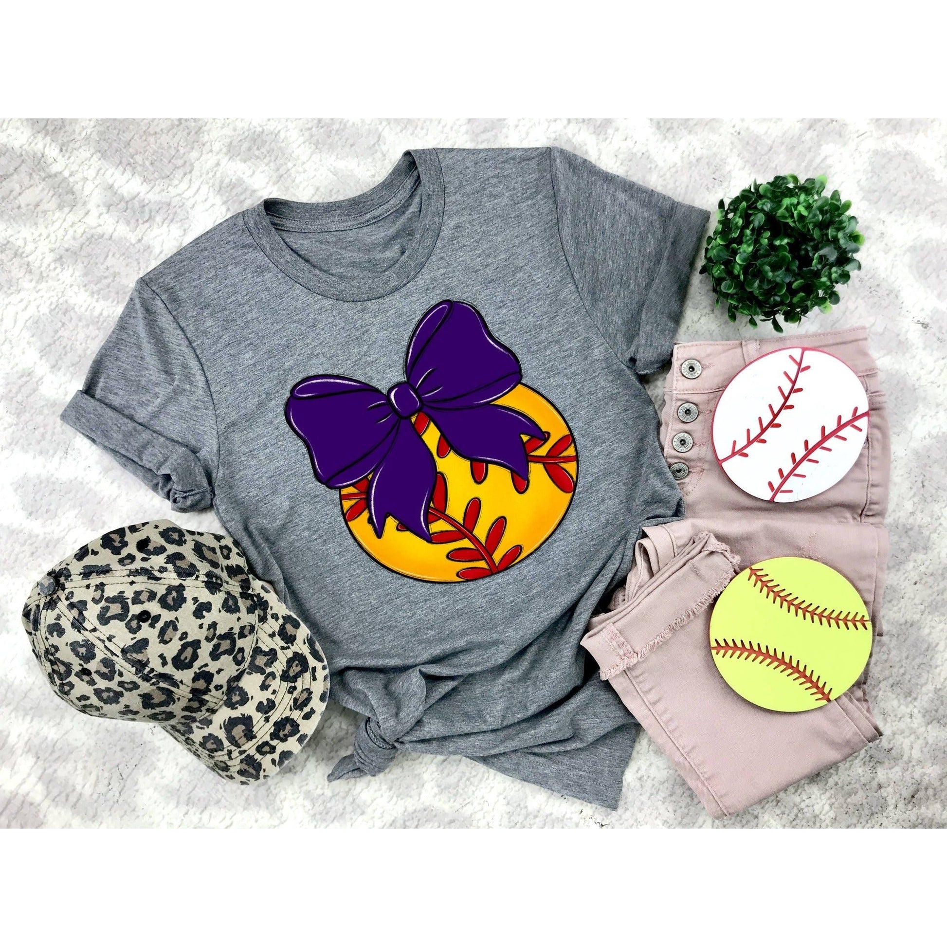 Bows and Softball Tee - Shirt - southerncountryheart.com