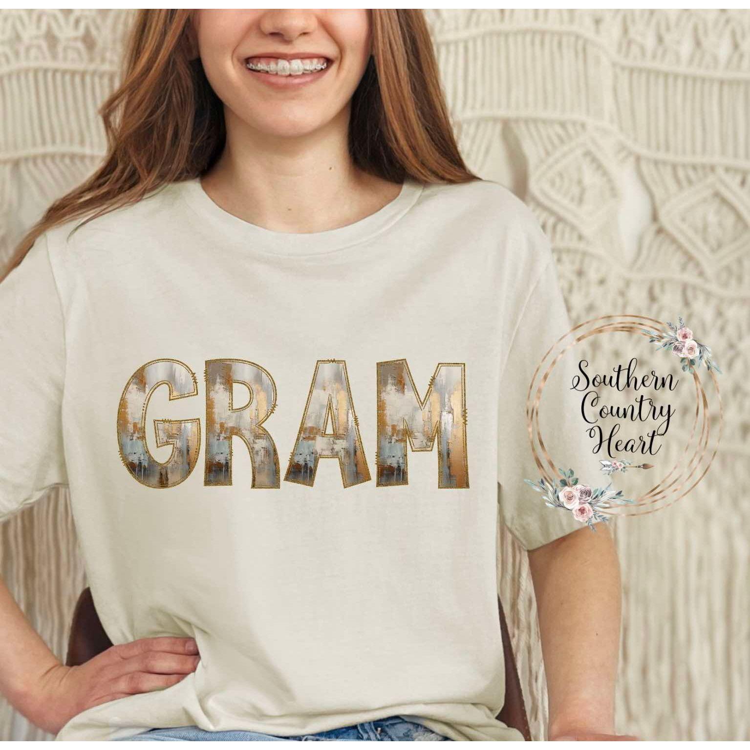 Rustic Painted Neutral Gram Tee - Shirt - southerncountryheart.com