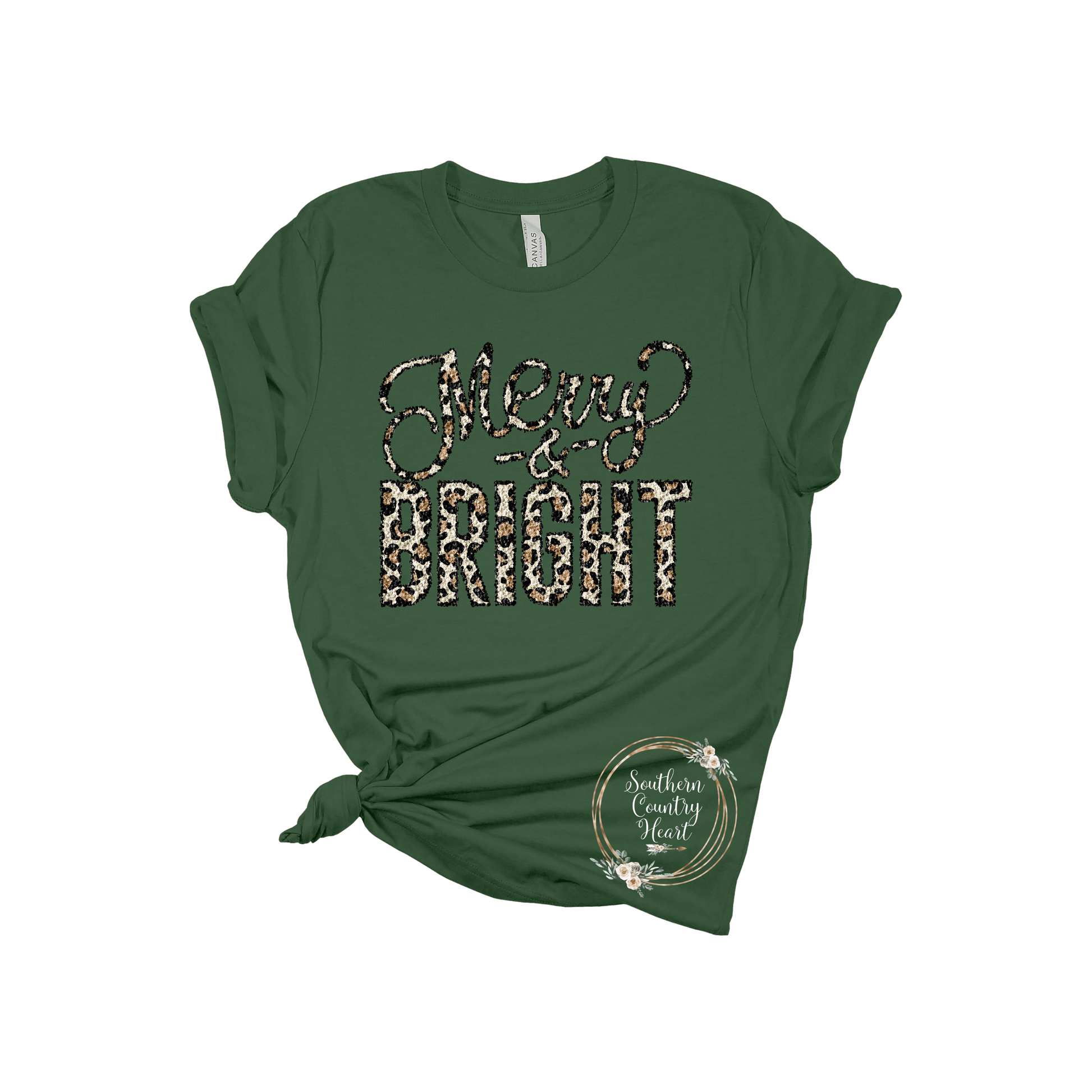 Merry & Bright Leopard Tee - Shirt - southerncountryheart.com