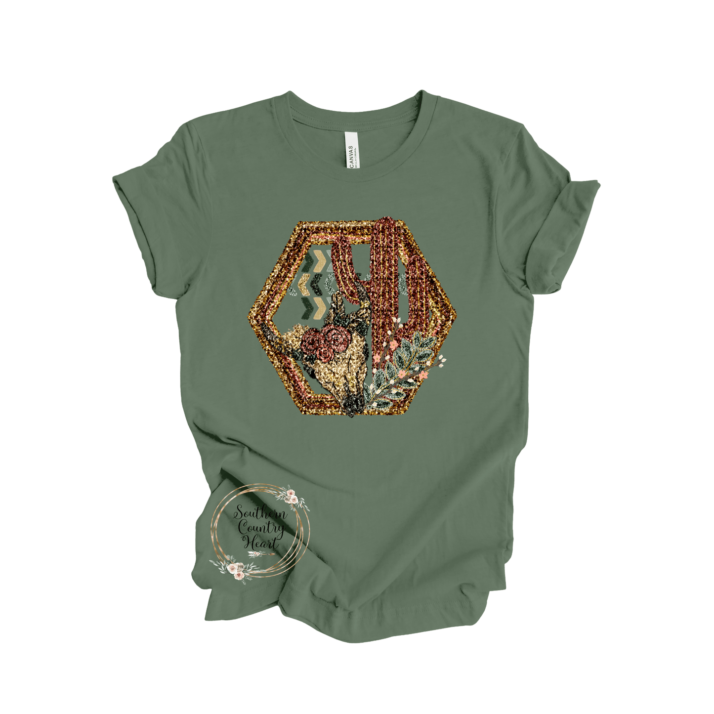 BOHO Skull Sequins Tee - Shirt - southerncountryheart.com