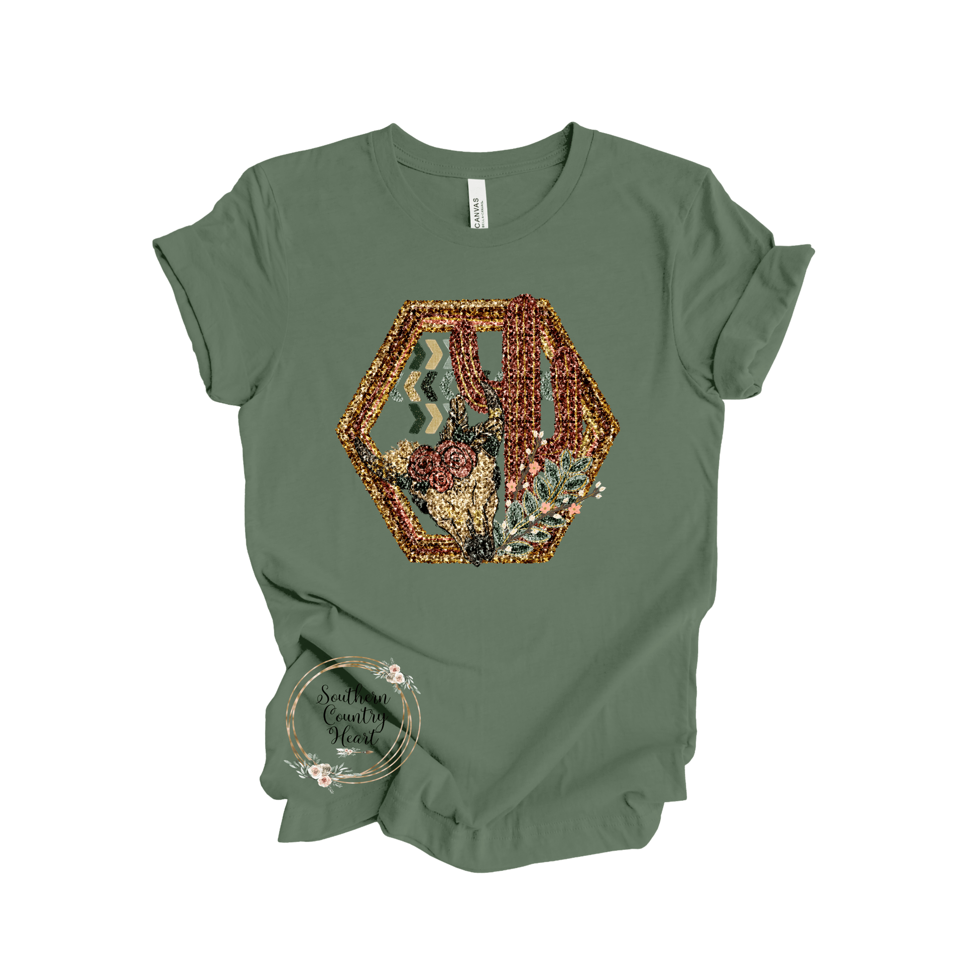 BOHO Skull Sequins Tee - Shirt - southerncountryheart.com