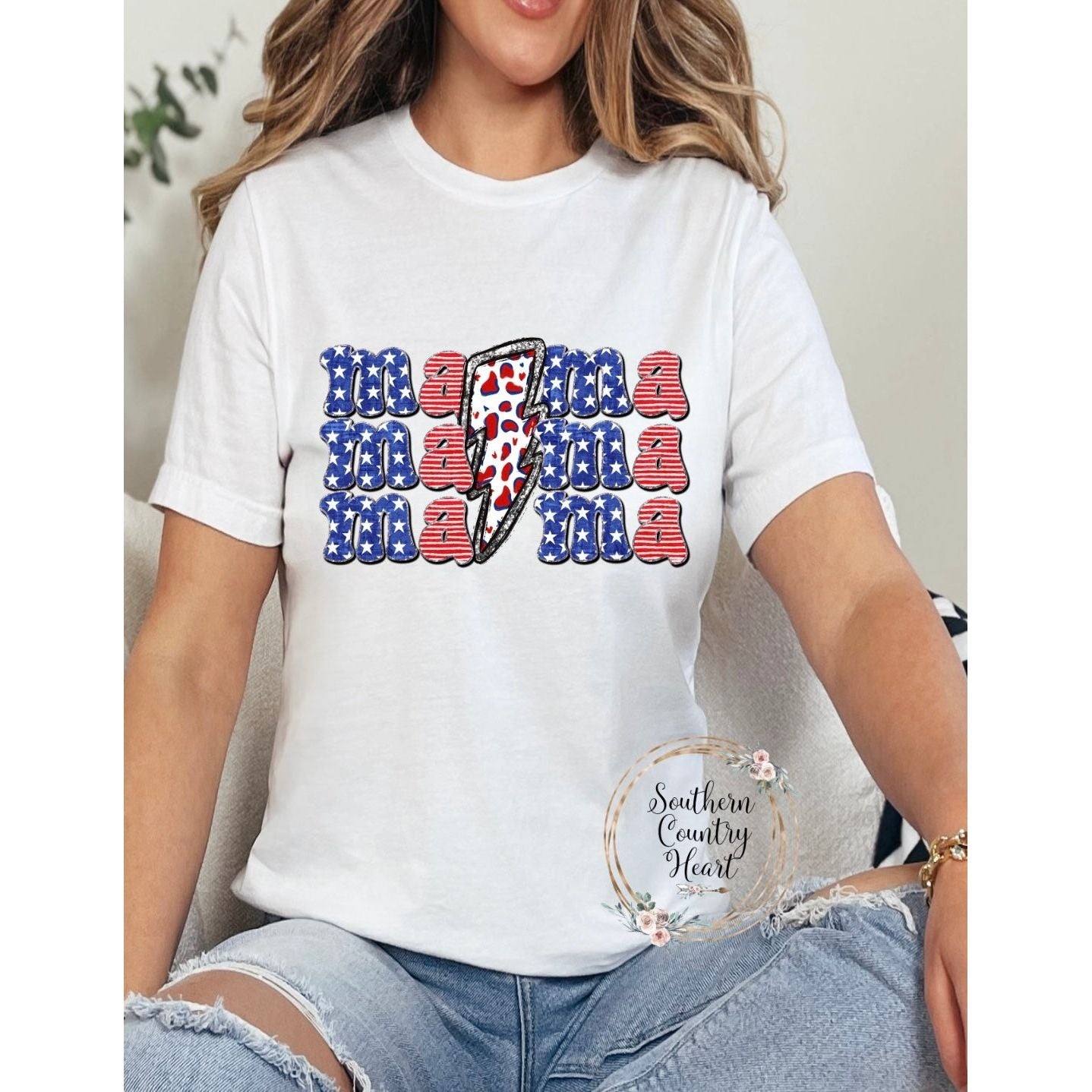 Mama Lightning Bolt Tee - Shirt - southerncountryheart.com
