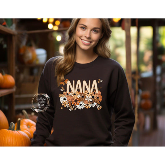 Fall Floral Nana Sweatshirt - southerncountryheart.com