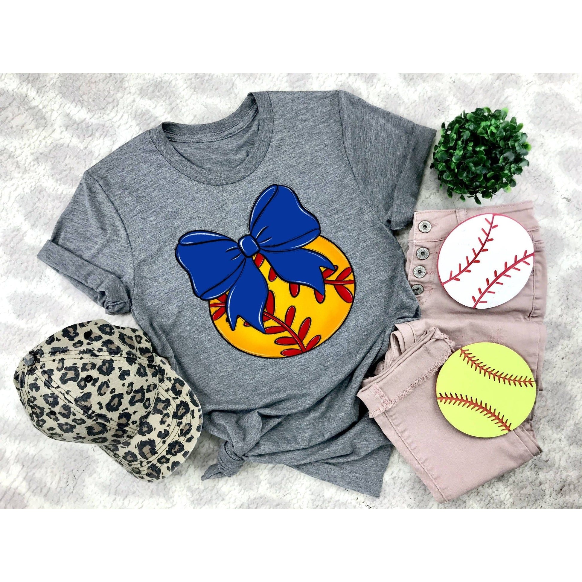 Bows and Softball Tee - Shirt - southerncountryheart.com
