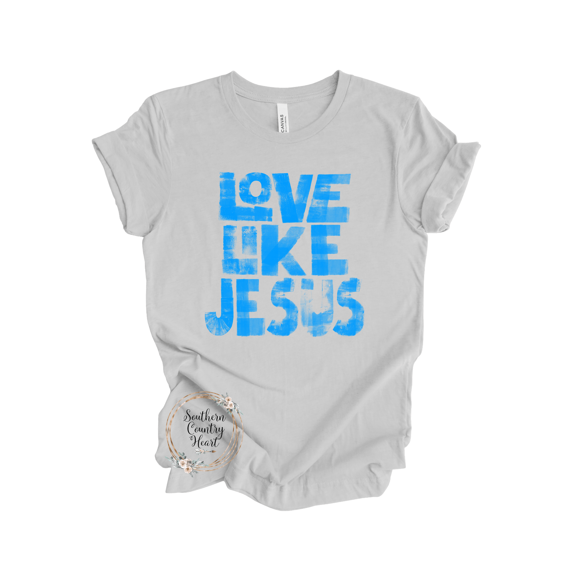 Neon Blue Love Like Jesus Tee - Shirt - southerncountryheart.com