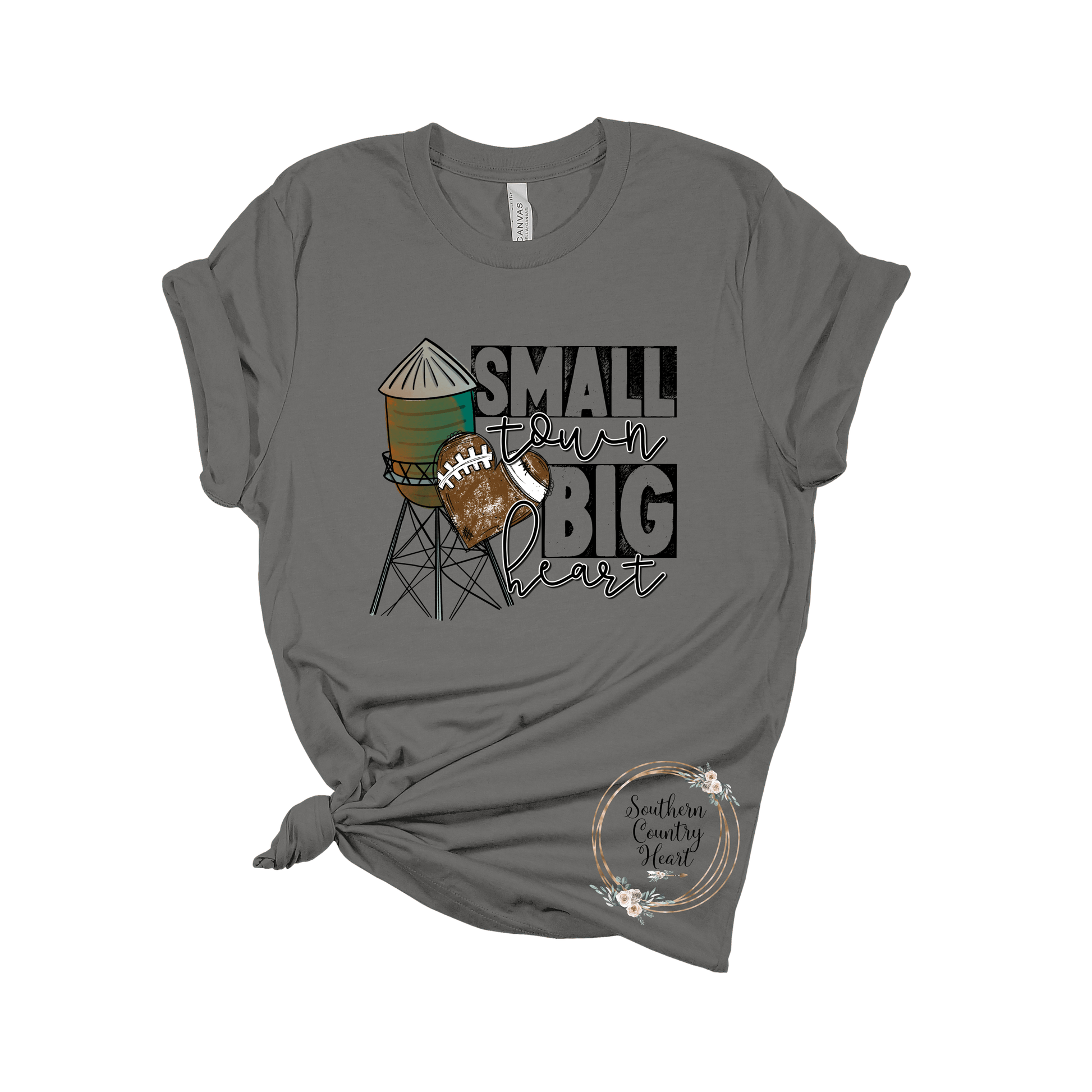 Small Town Big Heart Football Tee - Shirt - southerncountryheart.com
