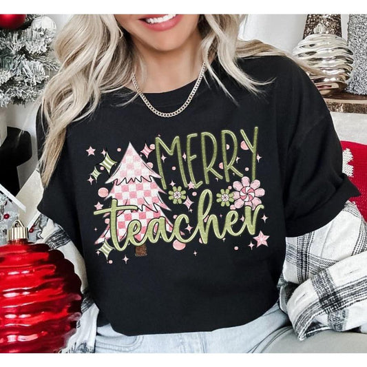 Merry Teacher Tee - Shirt - southerncountryheart.com