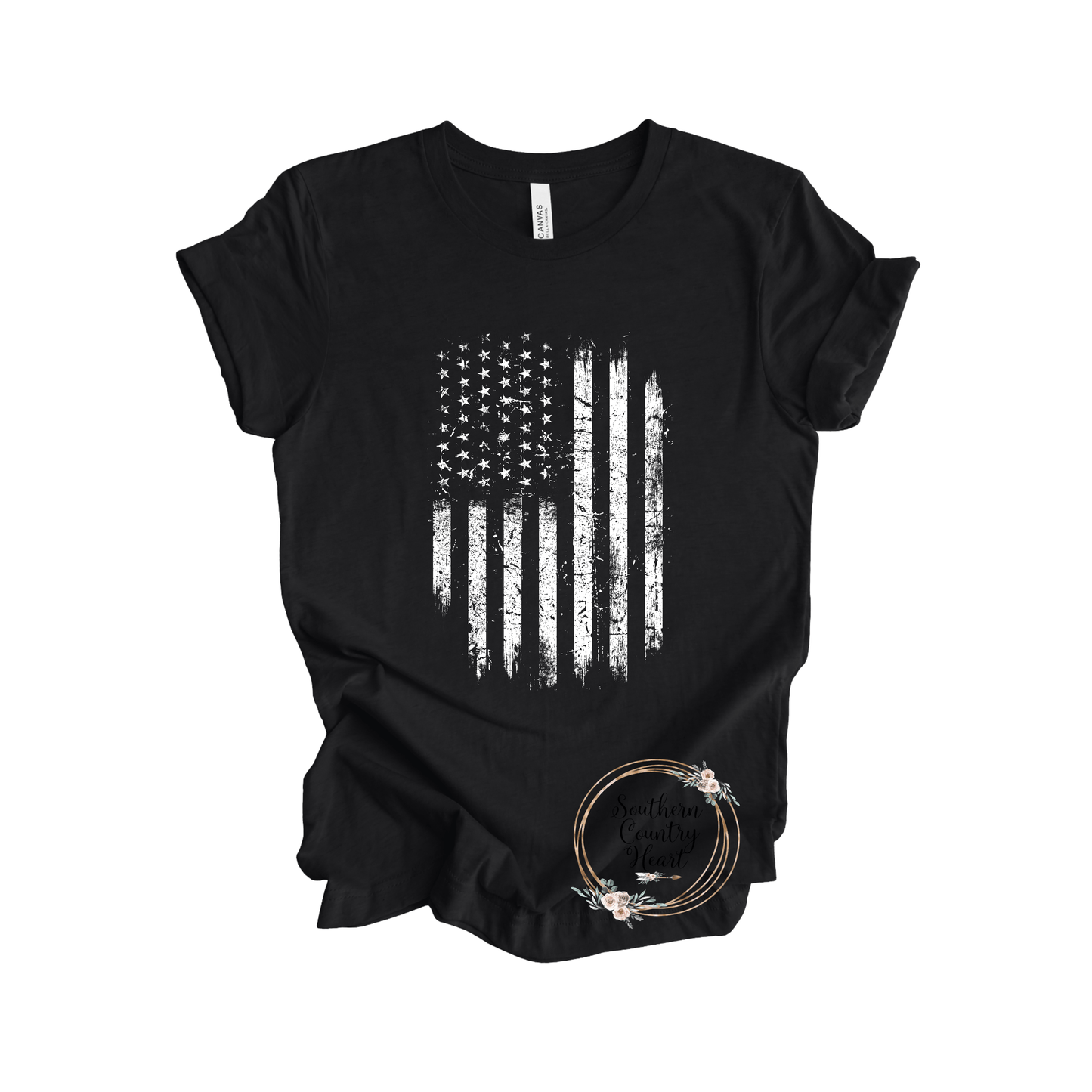 Distressed Flag Tee - Shirt - southerncountryheart.com
