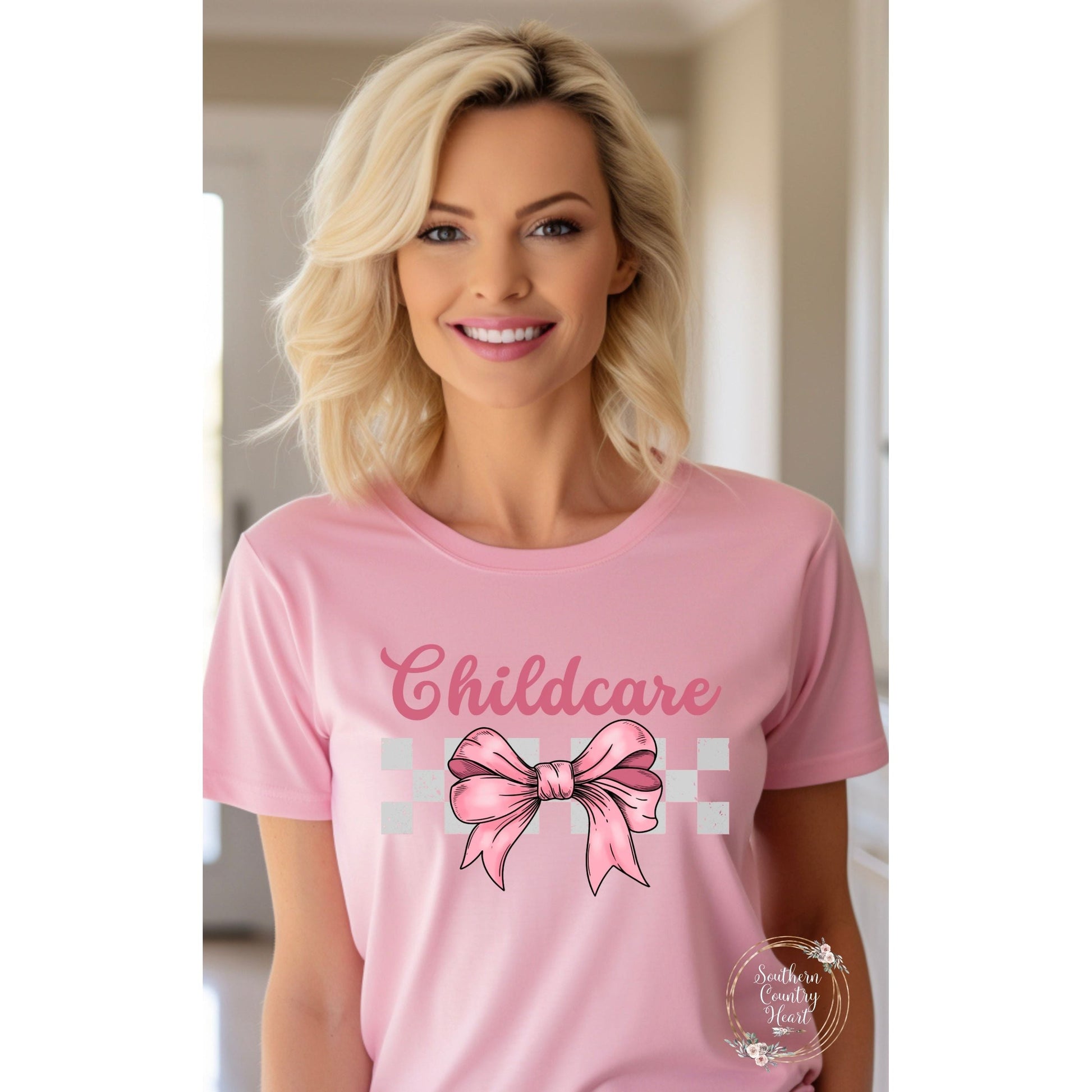 Childcare Bow Tee - Shirts - southerncountryheart.com