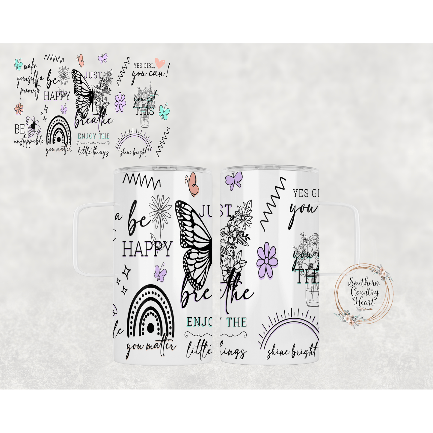 Positive Affirmation Quotes - 16 oz Travel Mug w/ Lid - southerncountryheart.com