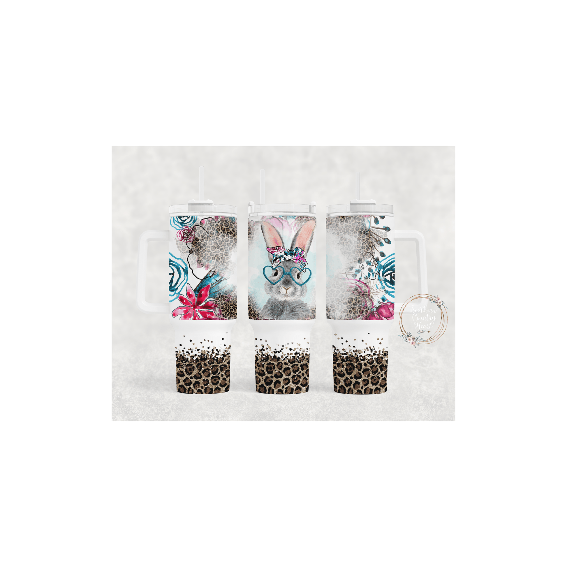 Bunny Floral - 40oz Tumbler - southerncountryheart.com