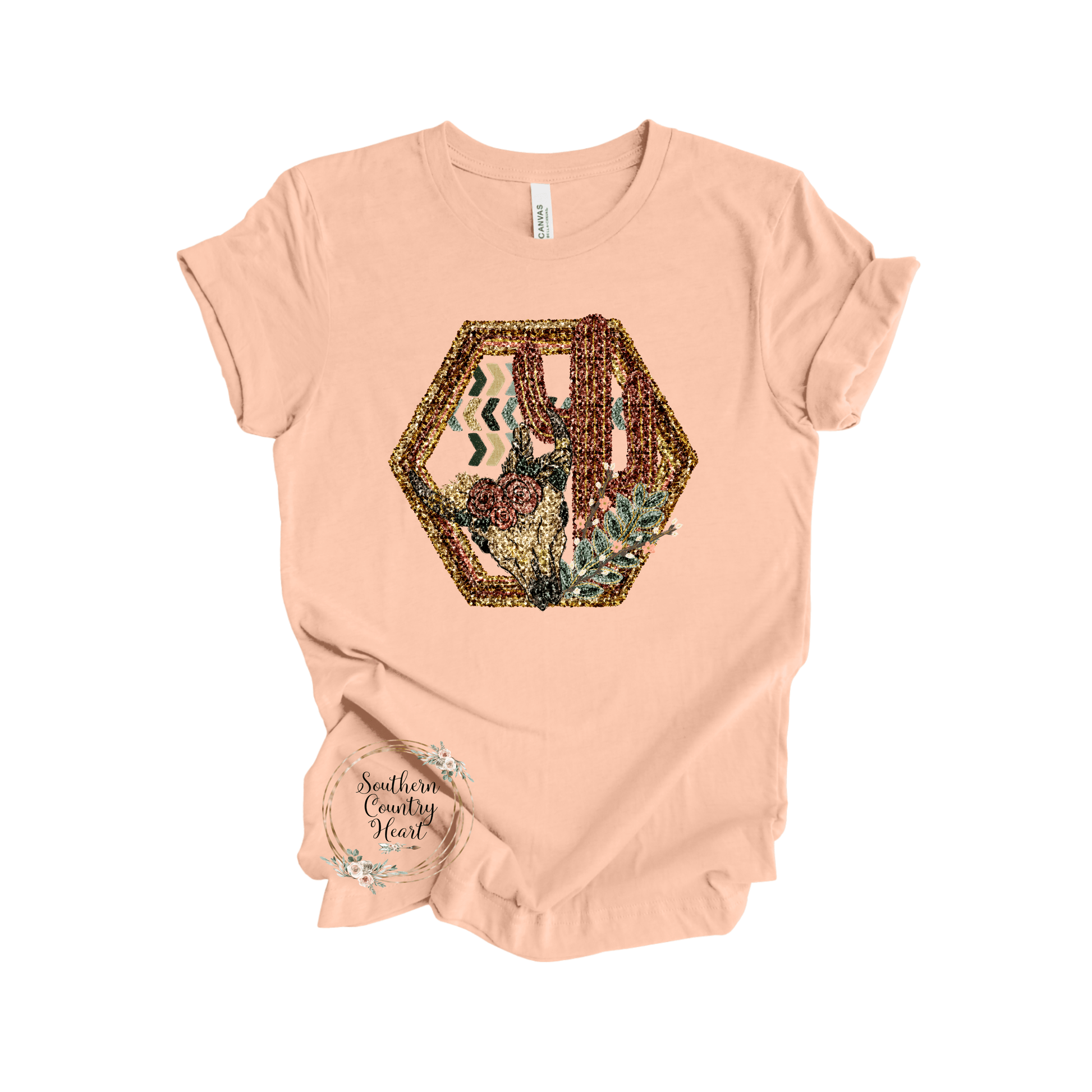 BOHO Skull Sequins Tee - Shirt - southerncountryheart.com