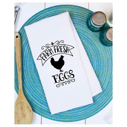 Farm Fresh Eggs Waffle Tea Towels - southerncountryheart.com
