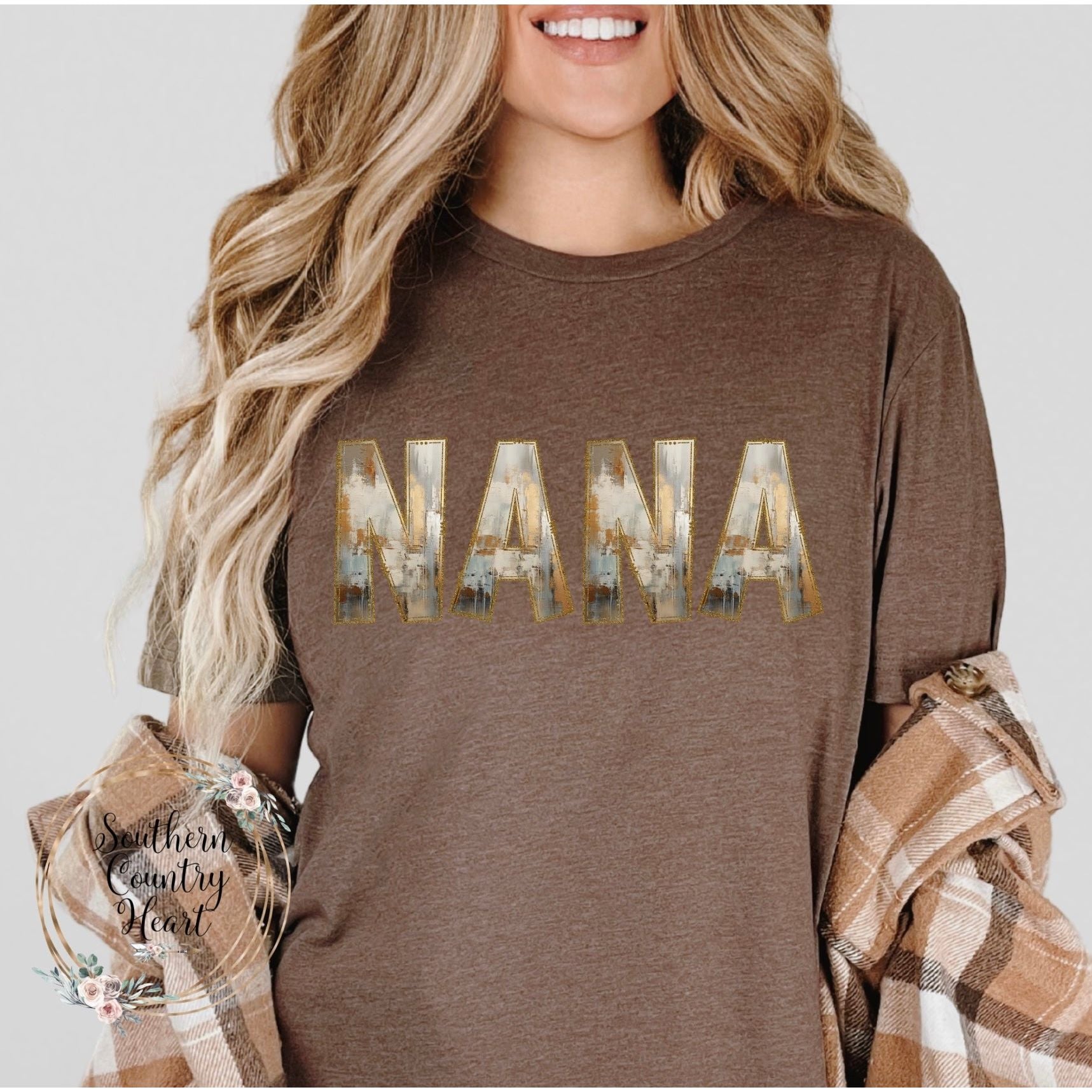 Rustic Painted Neutral Nana Tee - Shirt - southerncountryheart.com