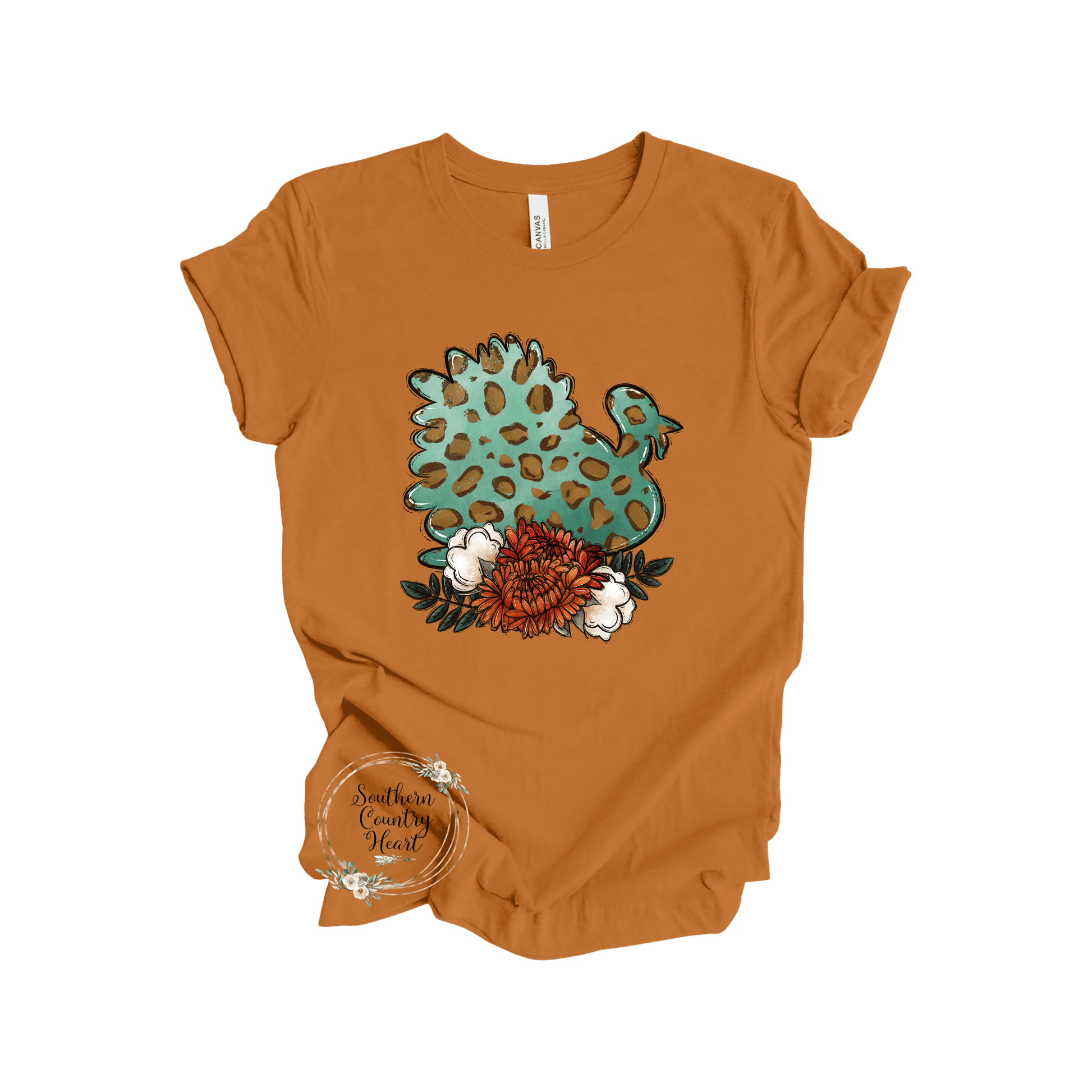 Turkey with Flowers Tee - Shirt - southerncountryheart.com