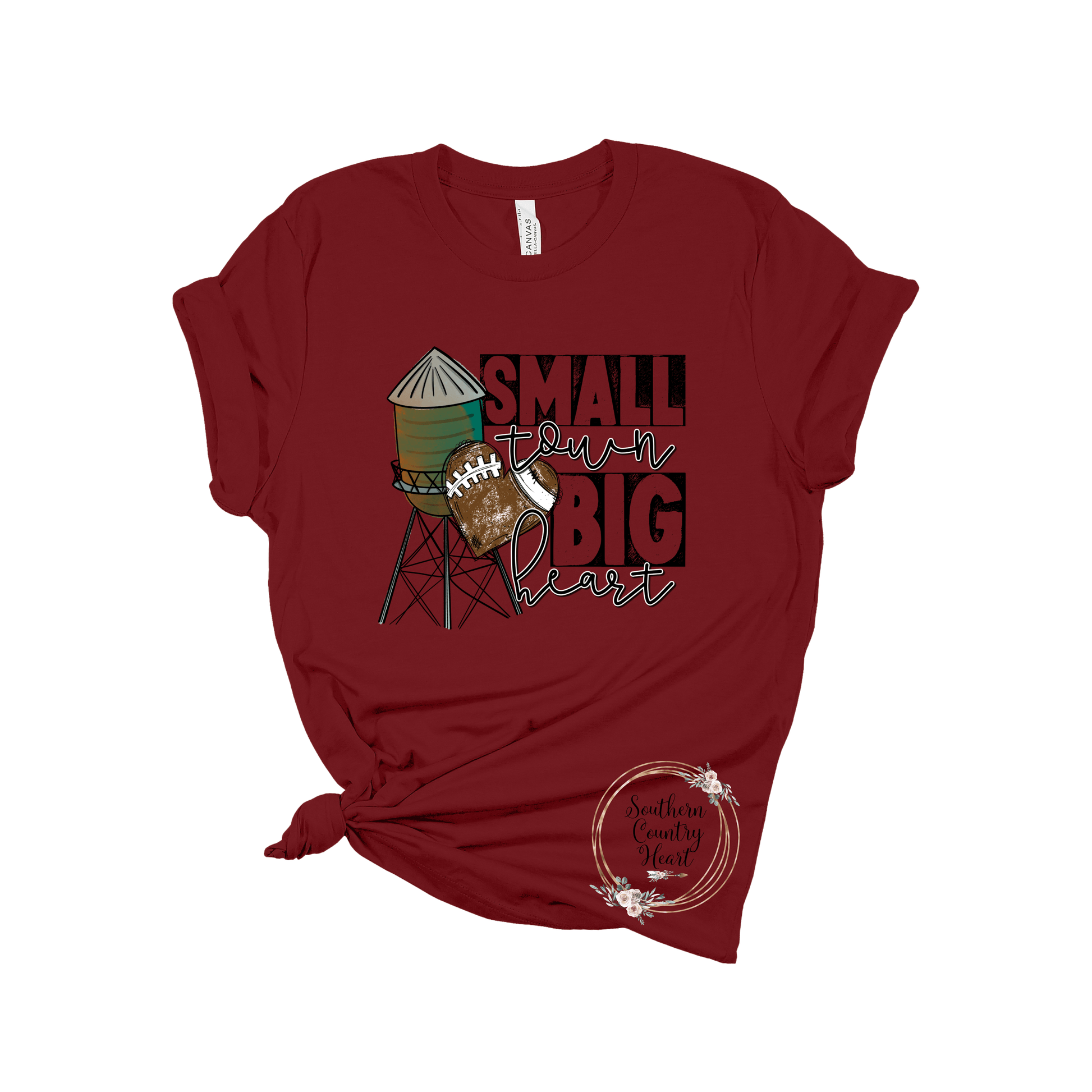 Small Town Big Heart Football Tee - Shirt - southerncountryheart.com
