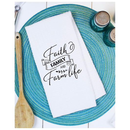 Faith Family And Farm Life Waffle Tea Towels - southerncountryheart.com