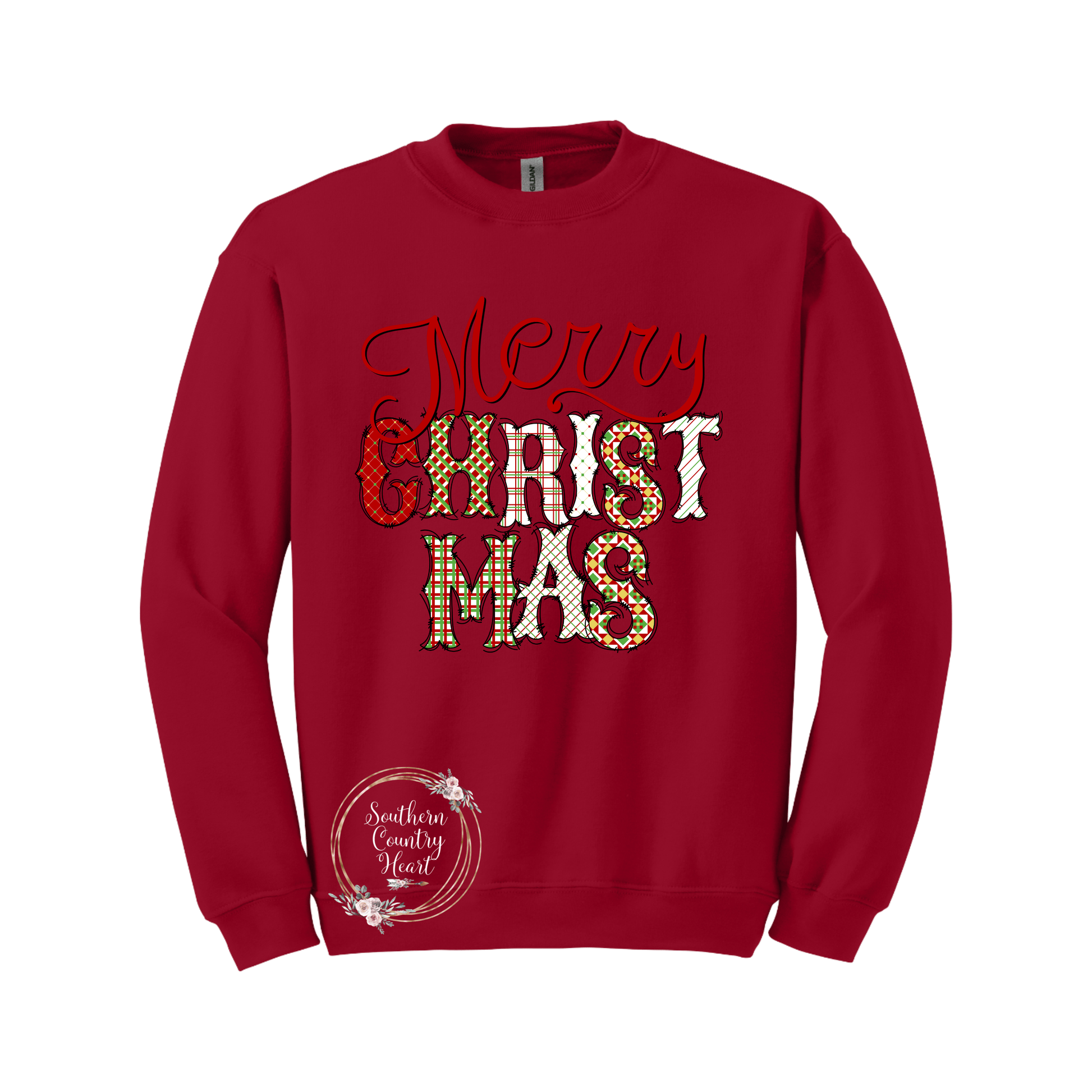 Merry Christmas Without Frame Sweatshirt - southerncountryheart.com
