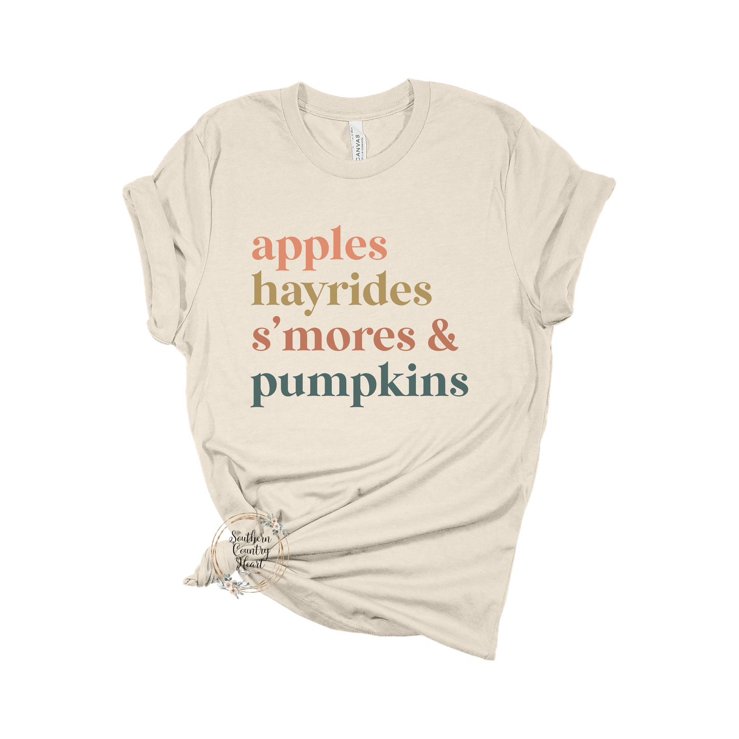 Apples Hayrides Smores & Pumpkins Tee - Shirt - southerncountryheart.com