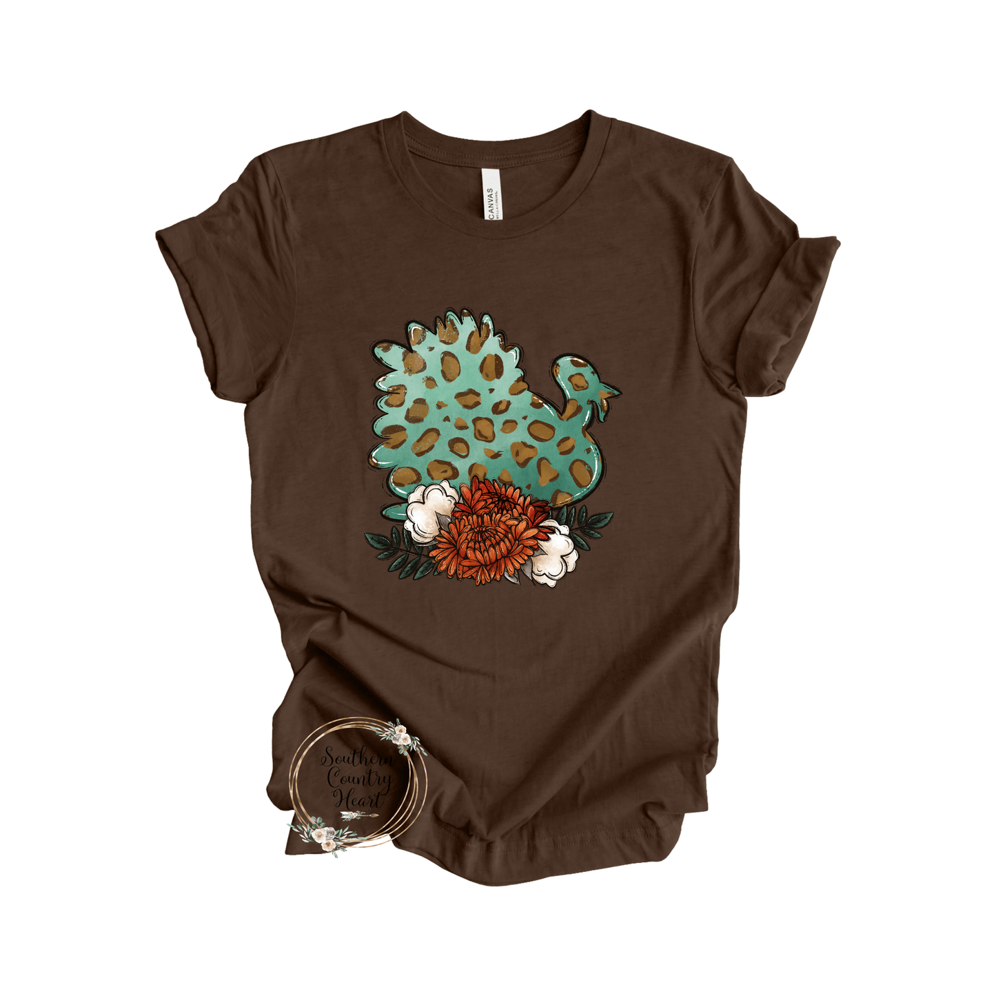 Turkey with Flowers Tee - Shirt - southerncountryheart.com