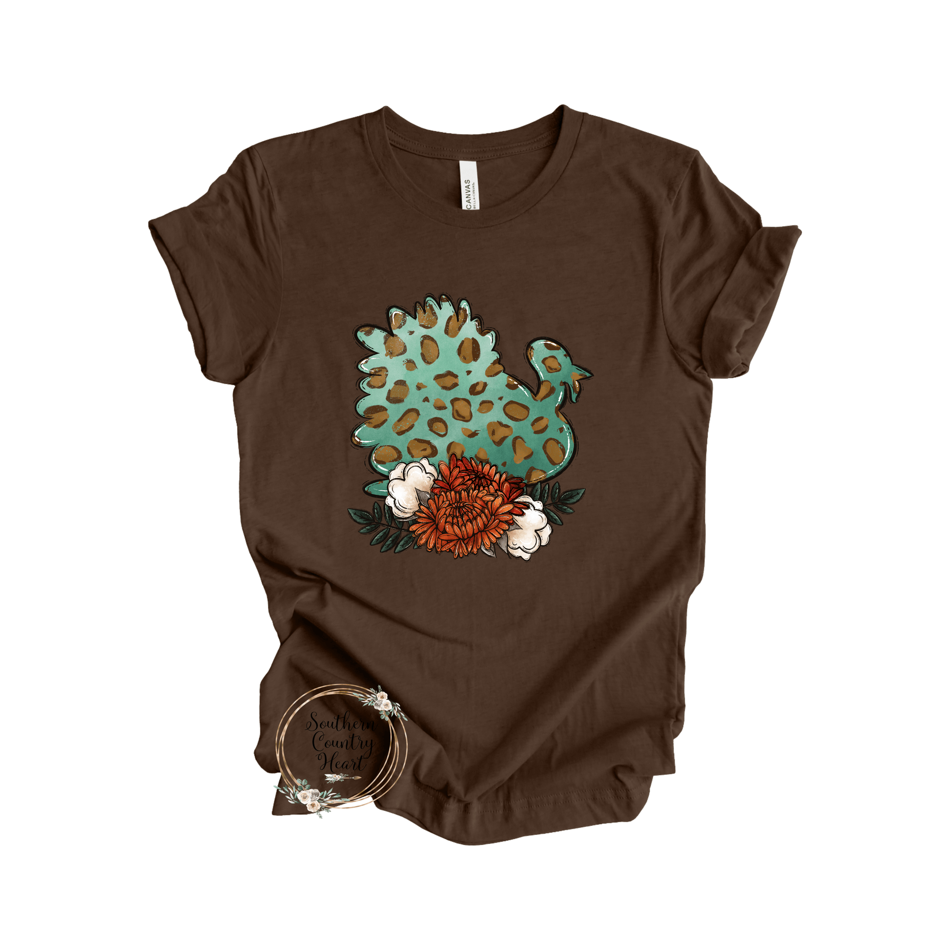 Turkey with Flowers Tee - Shirt - southerncountryheart.com