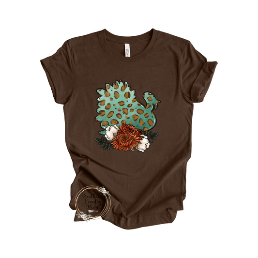 Turkey with Flowers Tee - Shirt - southerncountryheart.com