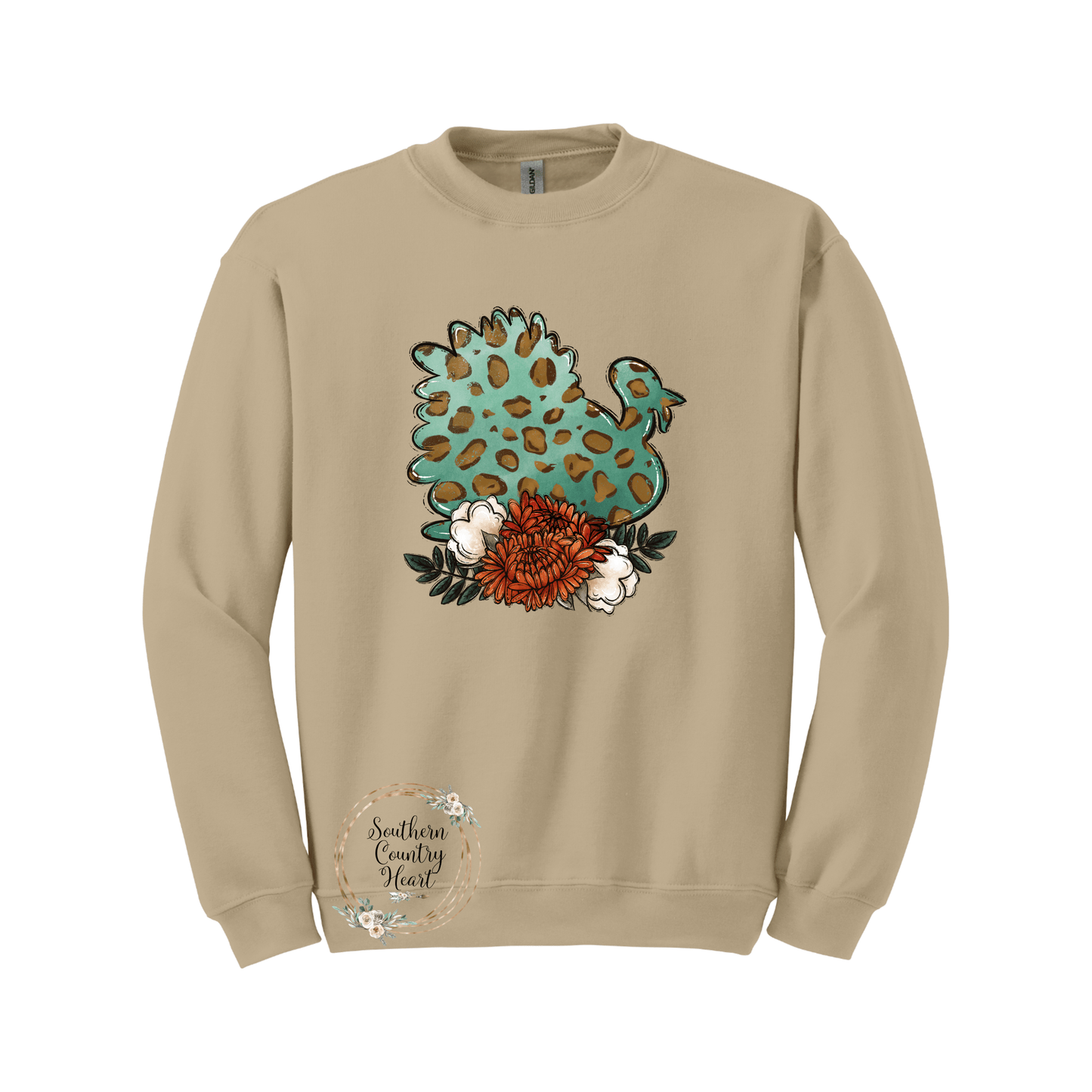 Turkey With Flowers Sweatshirt - southerncountryheart.com