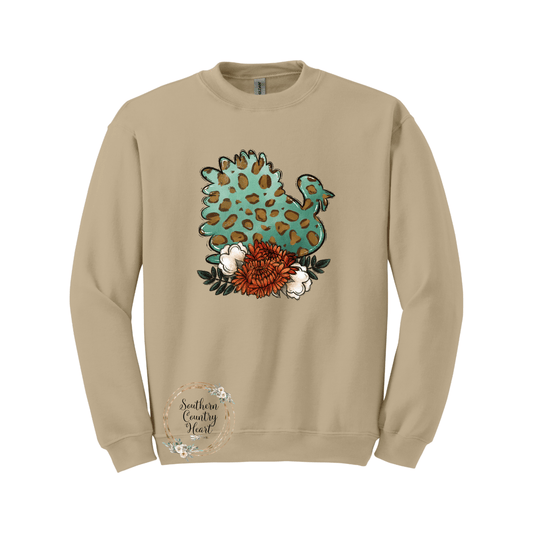 Turkey With Flowers Sweatshirt - southerncountryheart.com