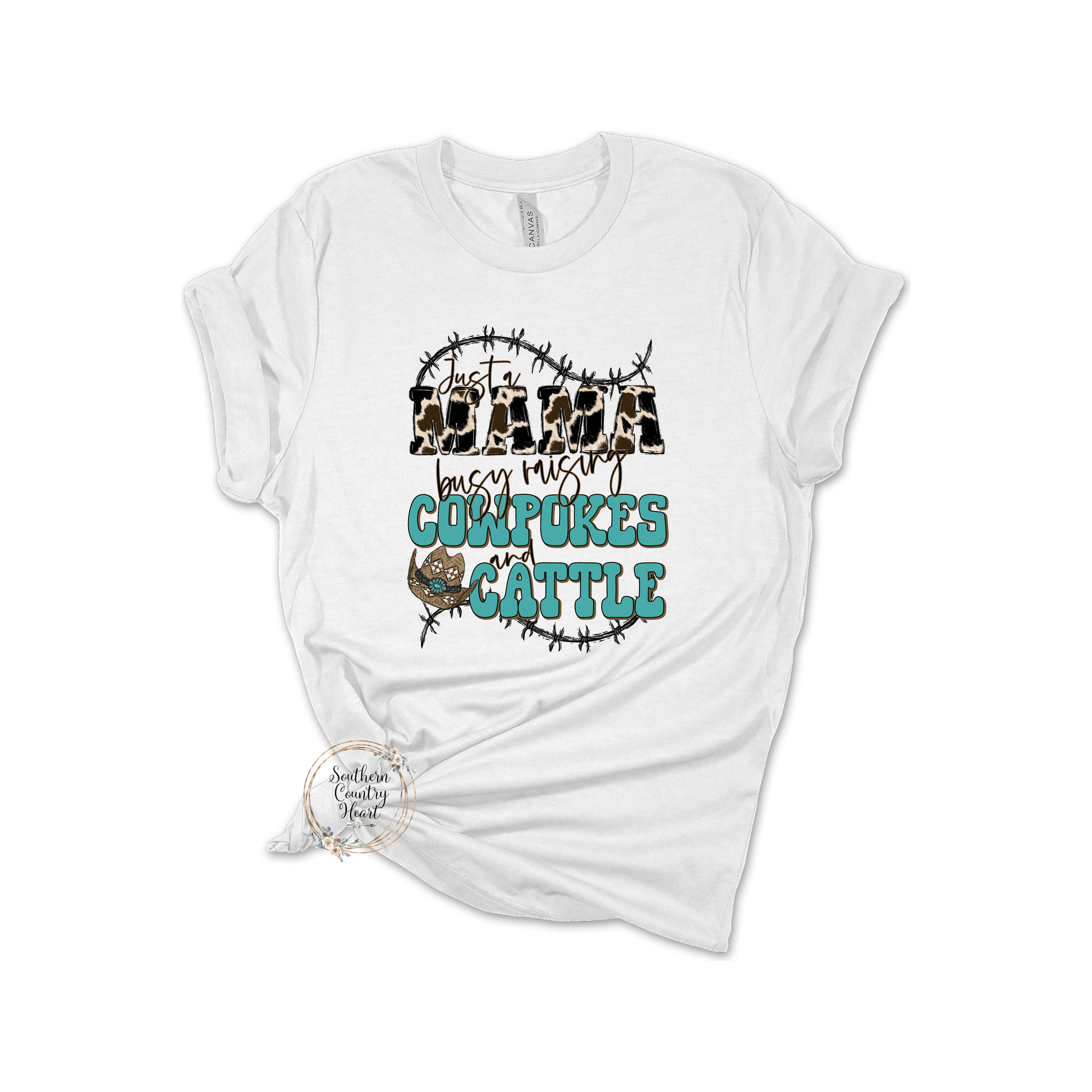 Just a Mama Raising Cowpokes & Cattle Tee - Shirt - southerncountryheart.com