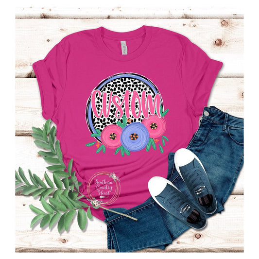 Dot and Floral Custom Tee - Shirt - southerncountryheart.com