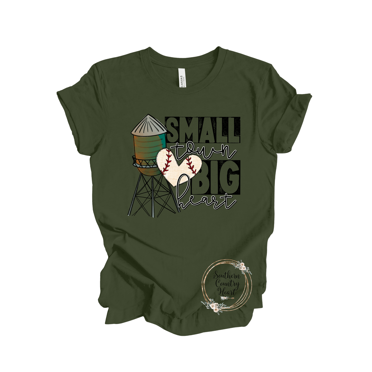 Small Town Big Heart Baseball Tee - Shirt - southerncountryheart.com