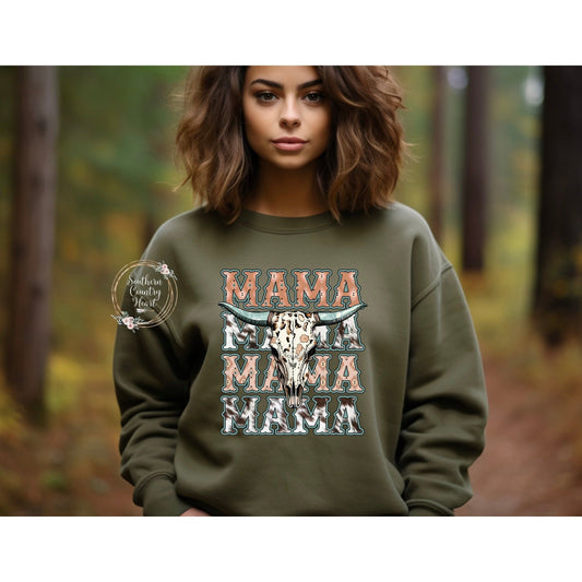 Mama Cowhide Sweatshirt - southerncountryheart.com