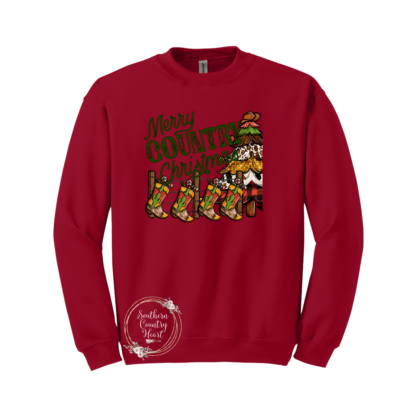 Merry Country Christmas Sweatshirt - southerncountryheart.com