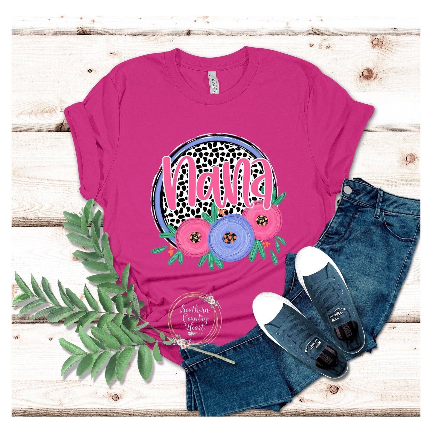 Dot and Floral Custom Tee - Shirt - southerncountryheart.com