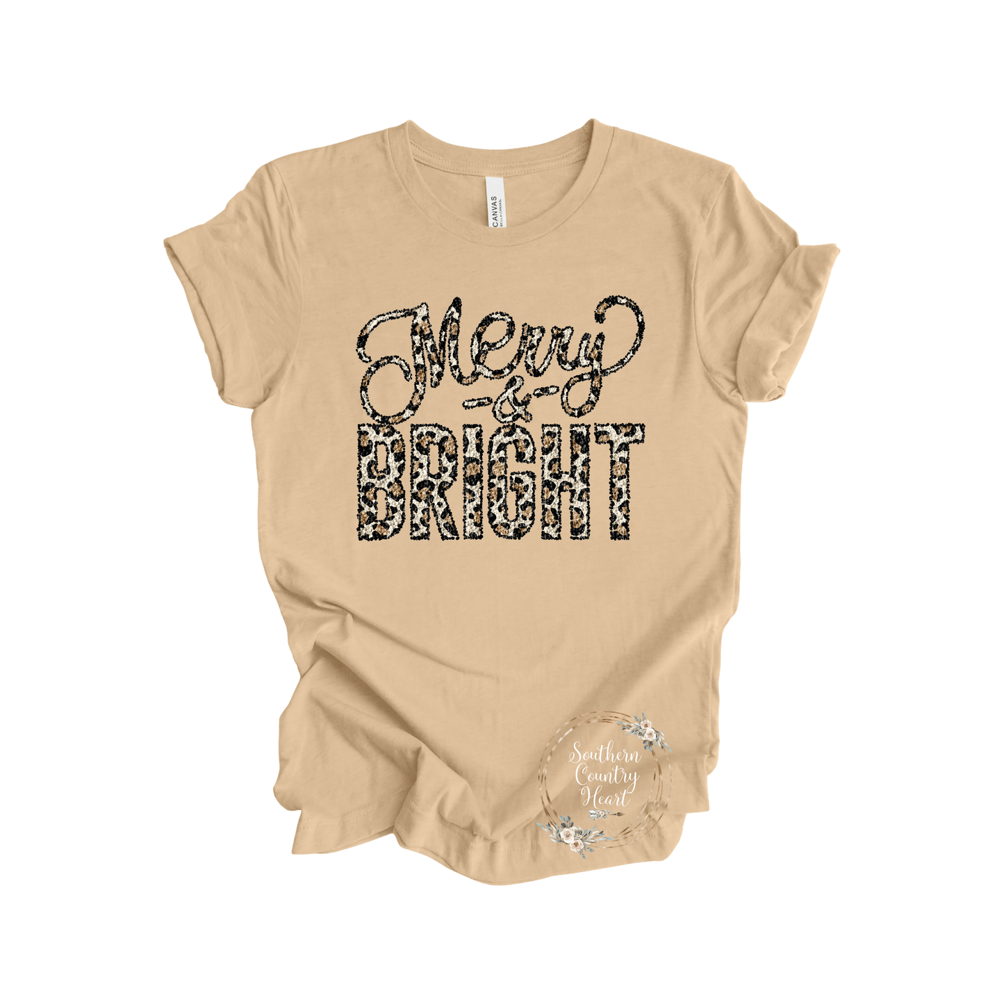 Merry & Bright Leopard Tee - Shirt - southerncountryheart.com