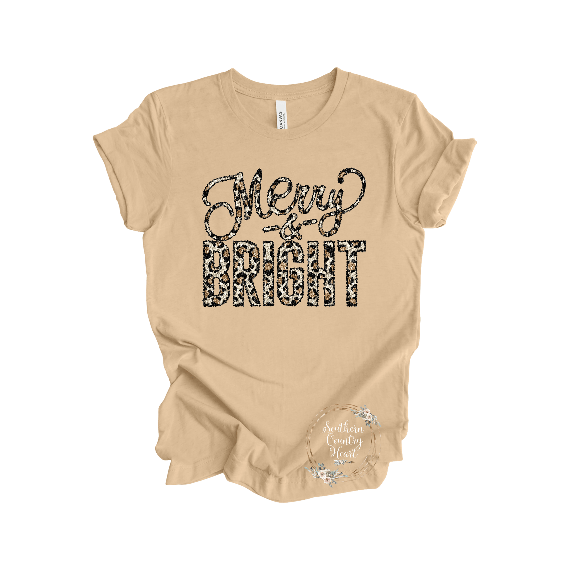 Merry & Bright Leopard Tee - Shirt - southerncountryheart.com