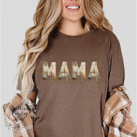Rustic Painted Neutral Mama Tee - Shirt - southerncountryheart.com