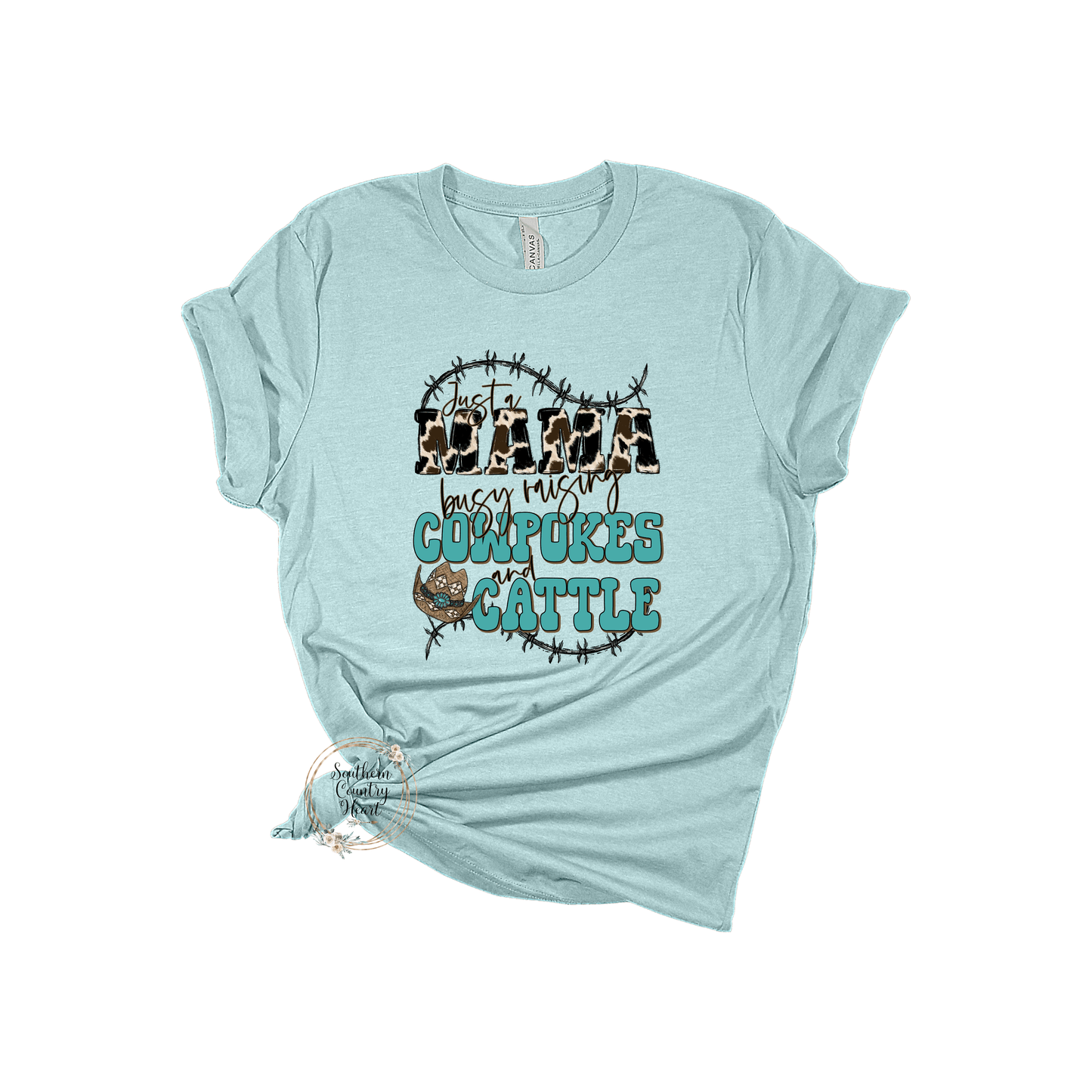 Just a Mama Raising Cowpokes & Cattle Tee - Shirt - southerncountryheart.com