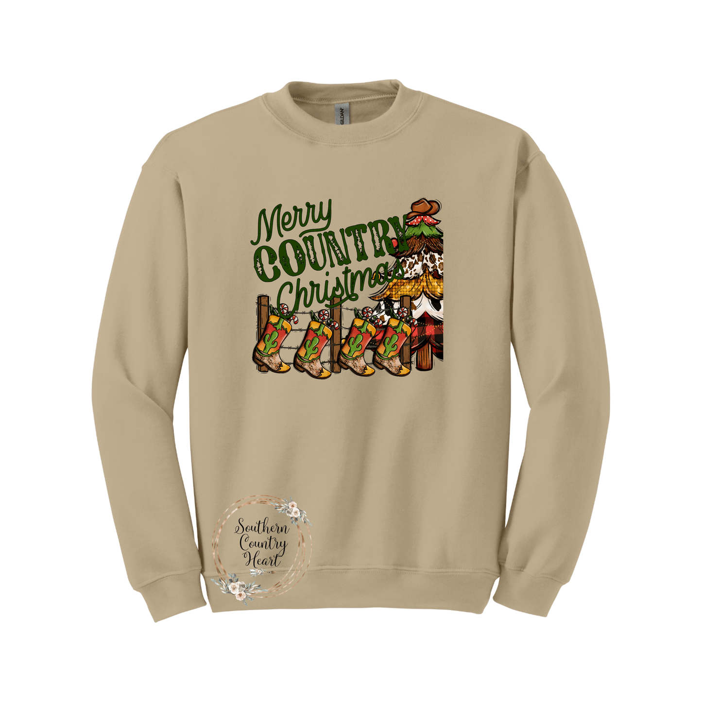 Merry Country Christmas Sweatshirt - southerncountryheart.com