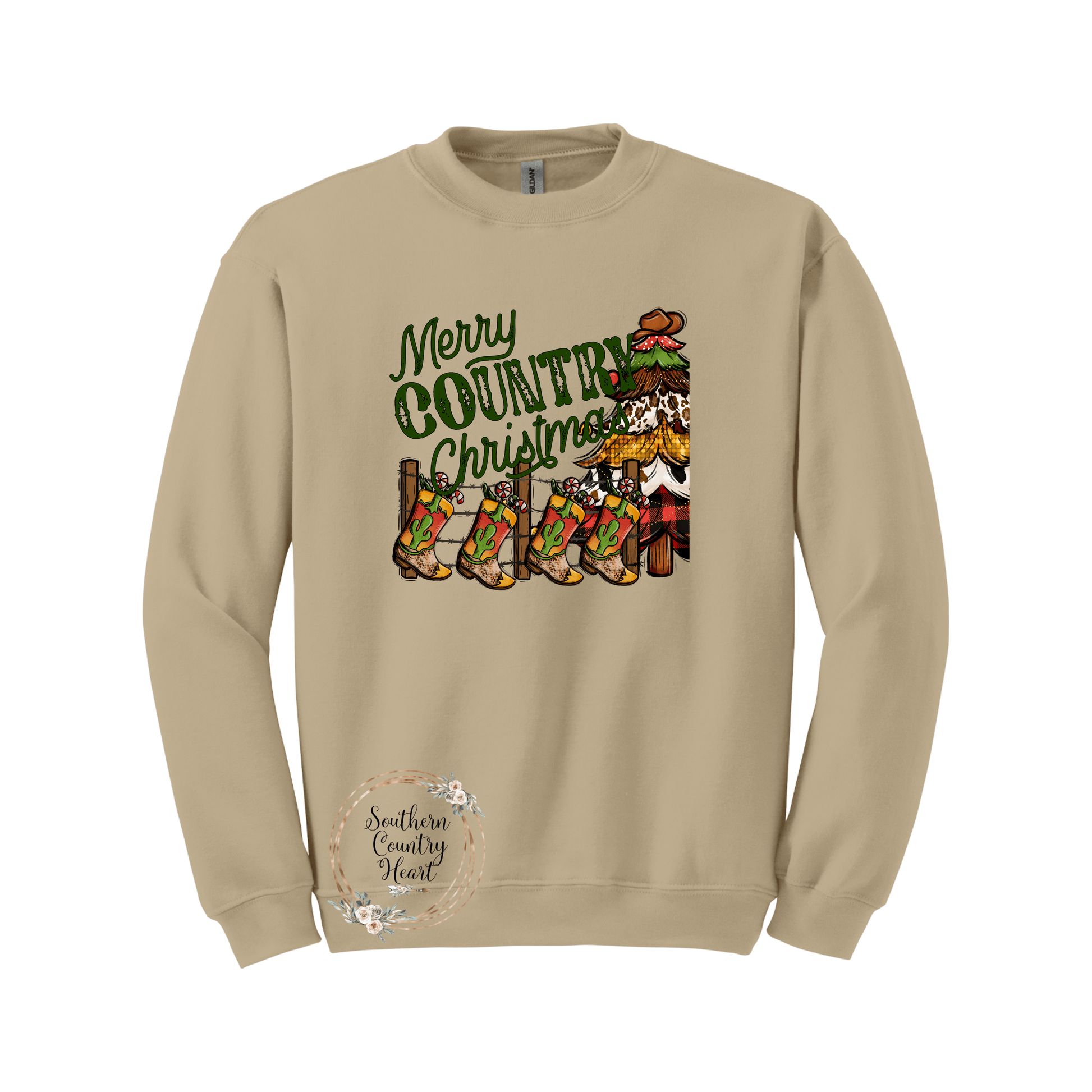 Merry Country Christmas Sweatshirt - southerncountryheart.com