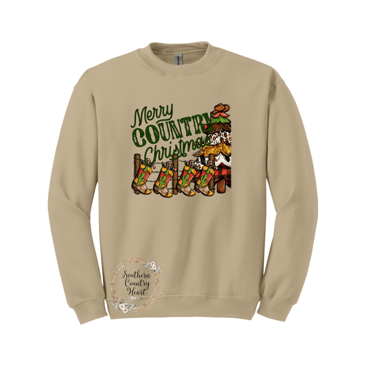 Merry Country Christmas Sweatshirt - southerncountryheart.com