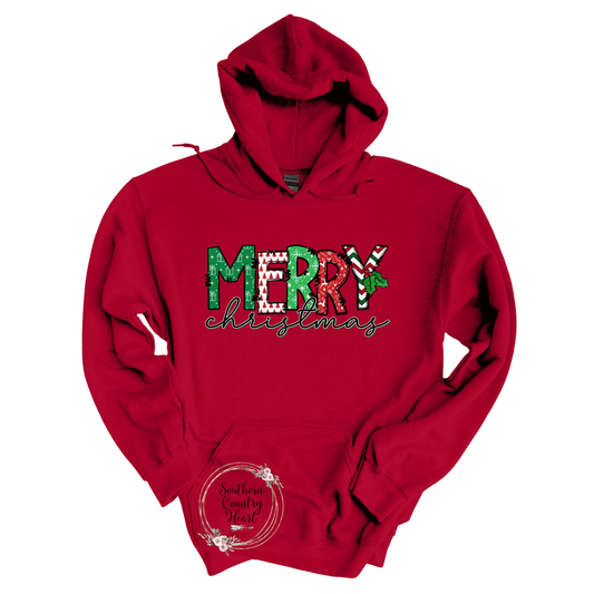 Merry Christmas Print Hoodie - southerncountryheart.com