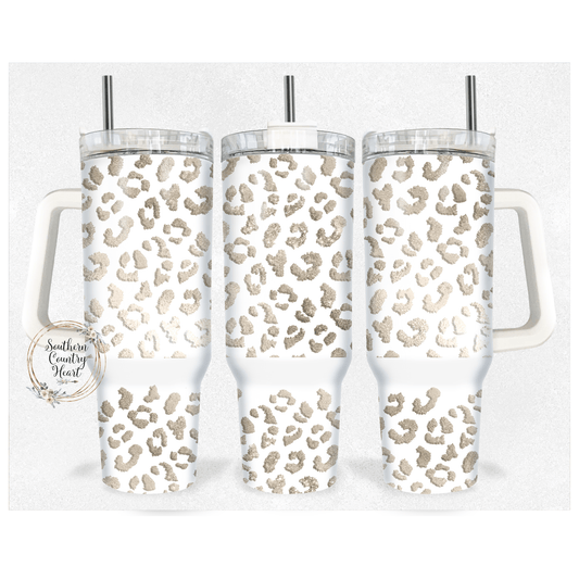 Leopard Champagne Gold - 40oz Tumbler - southerncountryheart.com
