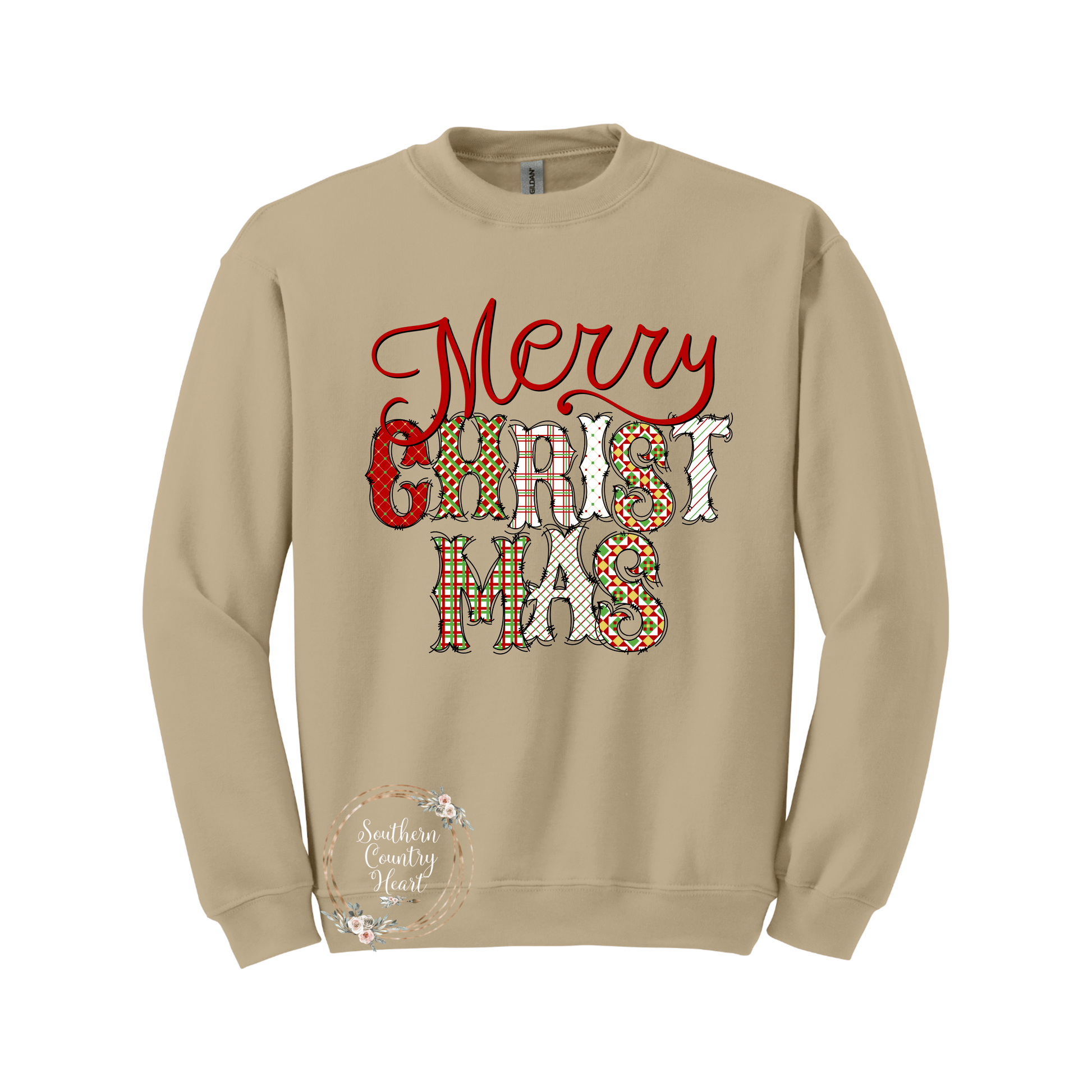 Merry Christmas Without Frame Sweatshirt - southerncountryheart.com